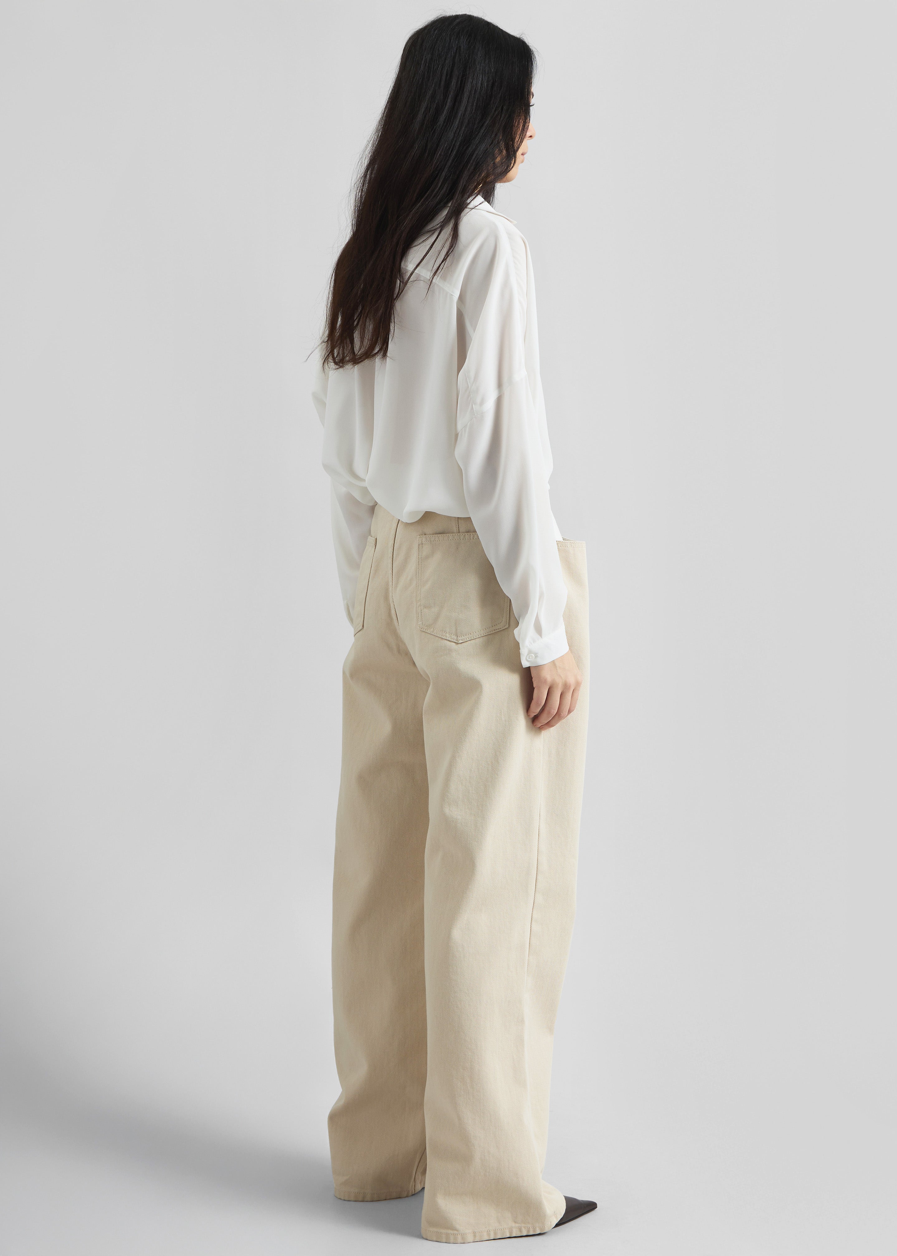 Hayla Contrast Denim Pants - Beige/Off White - 8