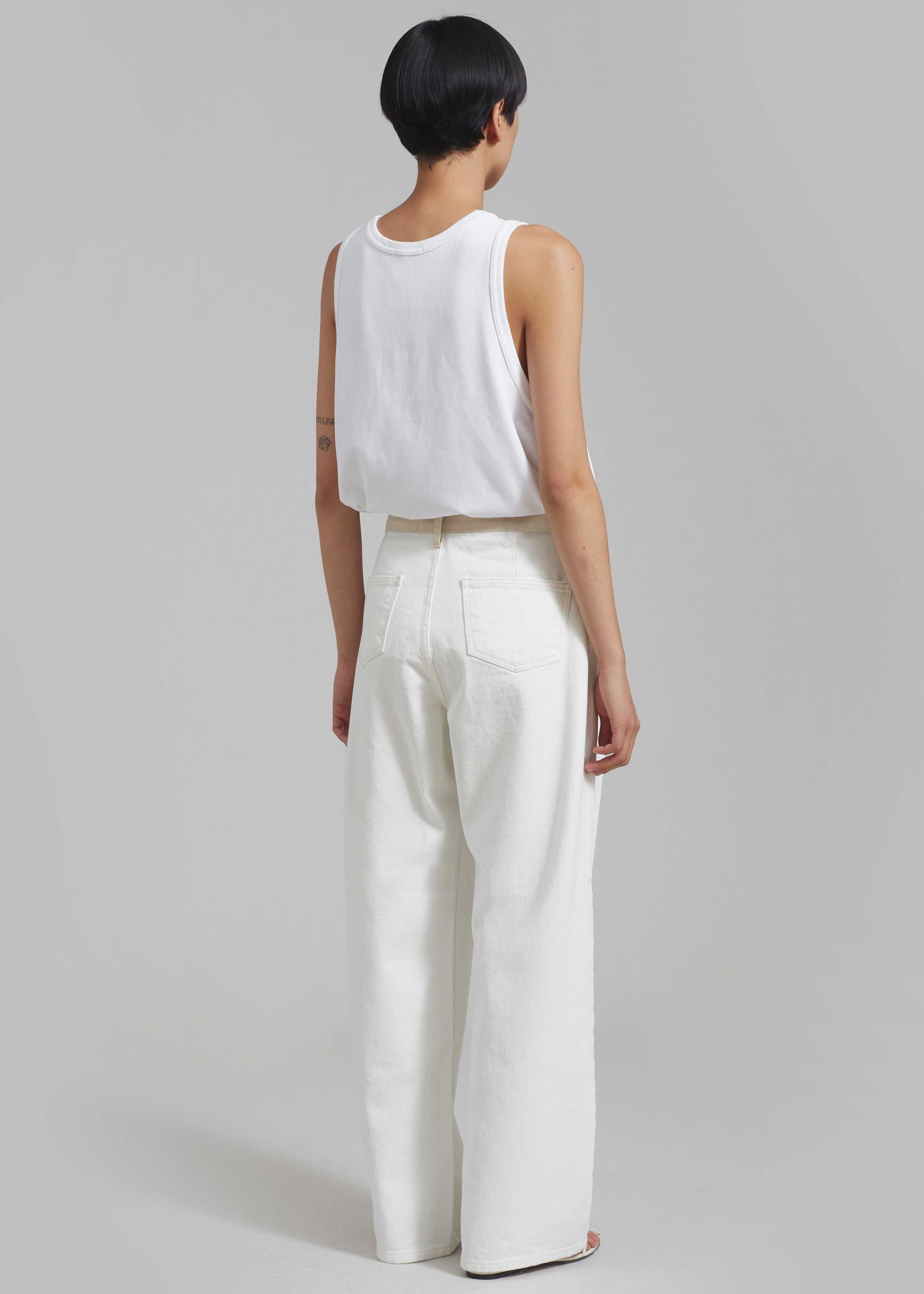 Hayla Contrast Denim Pants - Off White/Beige - 9
