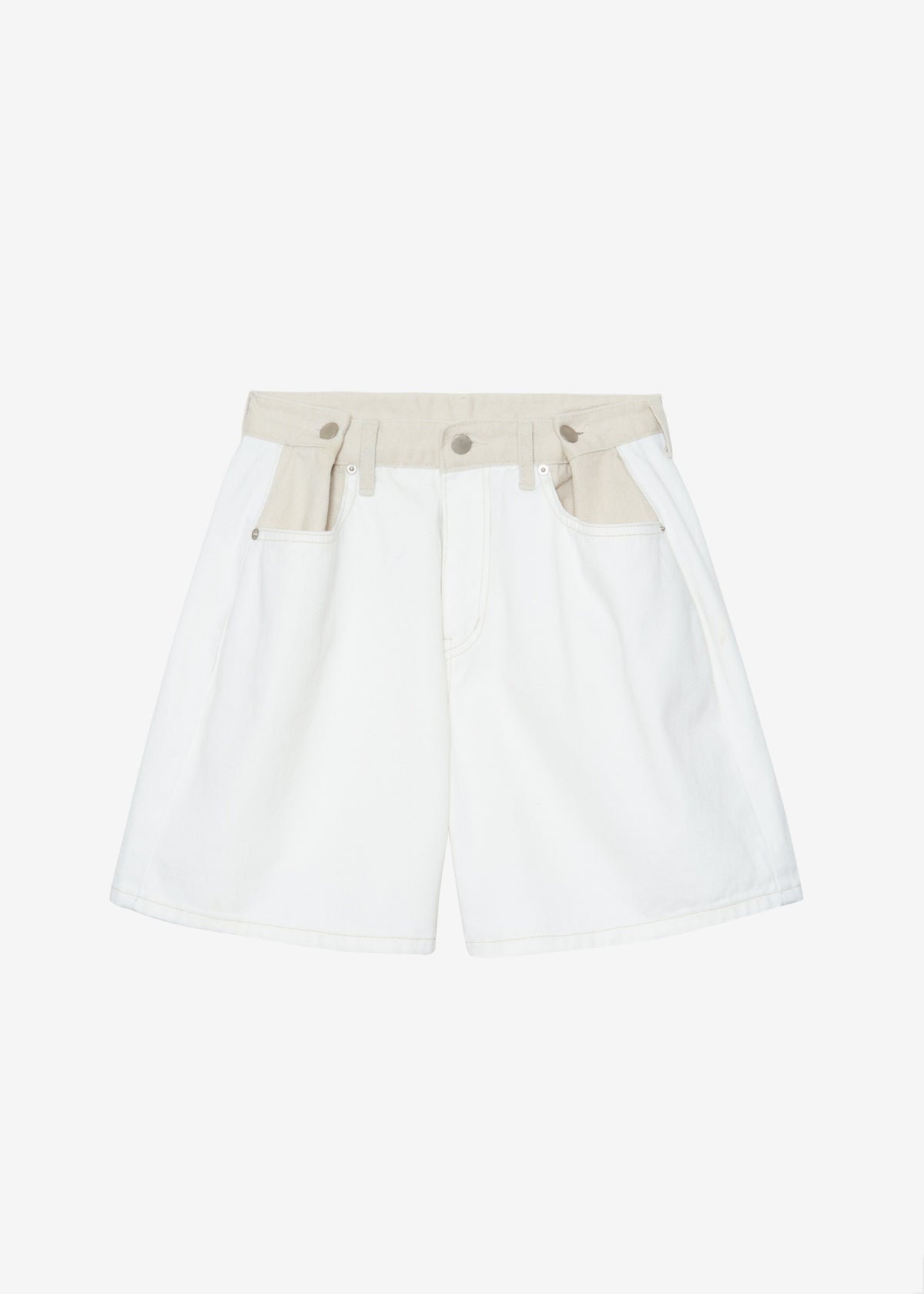 Hayla Contrast Denim Shorts - Off White/Beige - 12