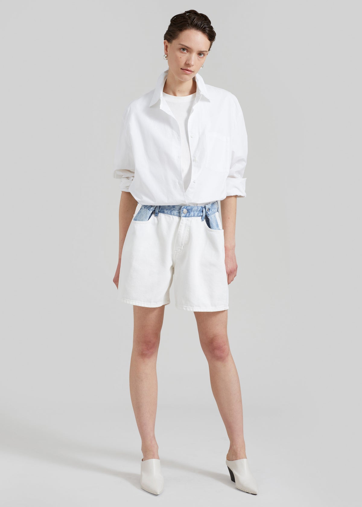 Hayla Contrast Denim Shorts - Off White/Blue - 10