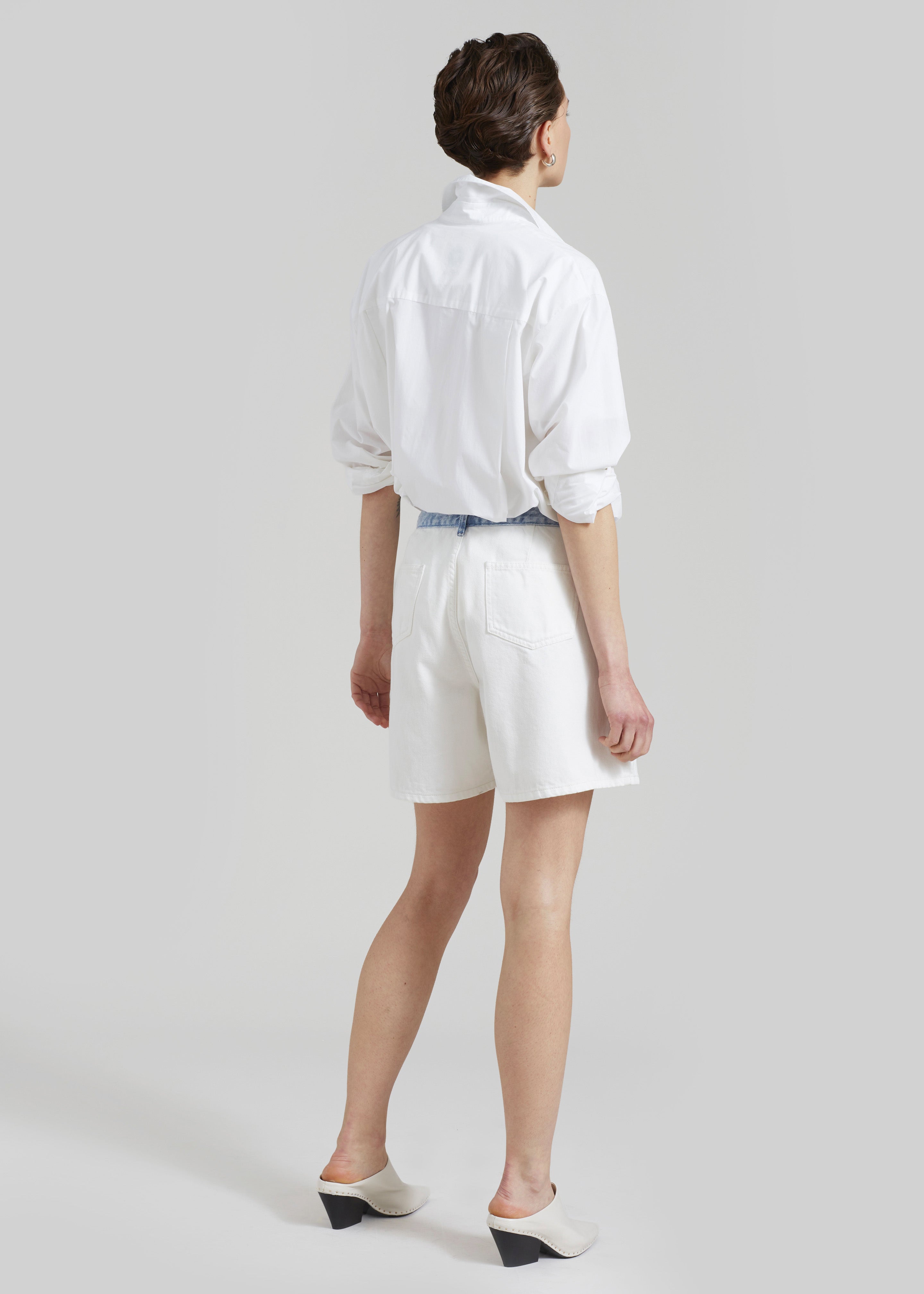 Hayla Contrast Denim Shorts - Off White/Blue - 12