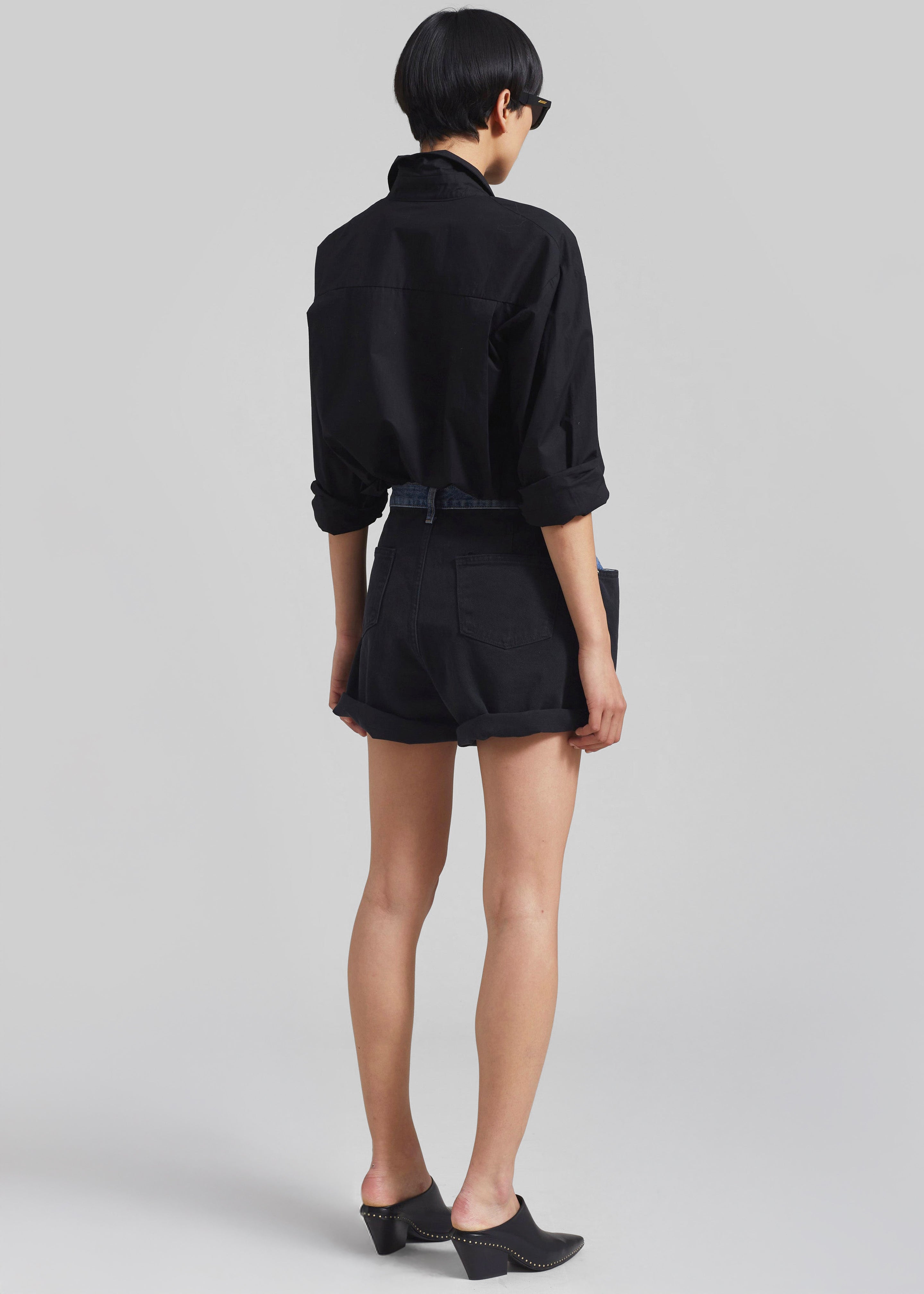 Hayla Contrast Denim Shorts - Black/blue - 7