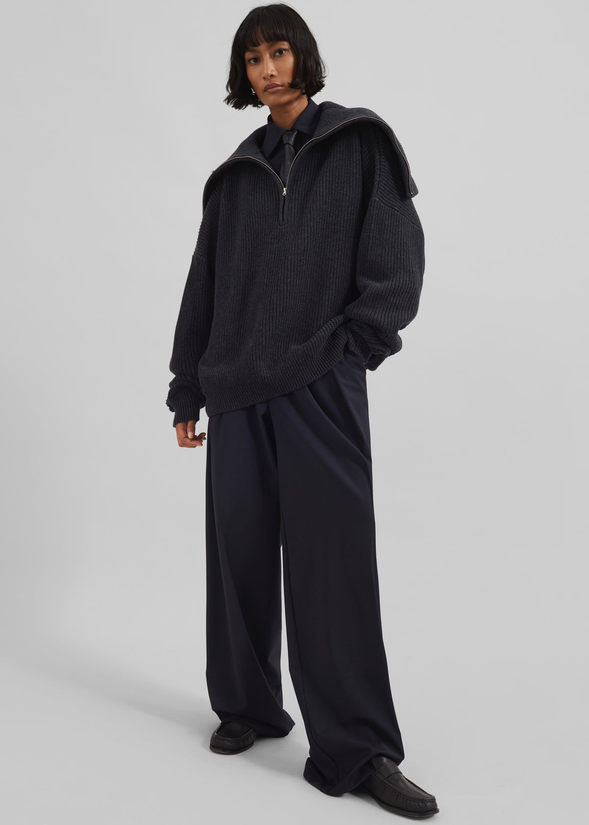 Hazel Oversized Wool Jumper - Dark Grey - 12