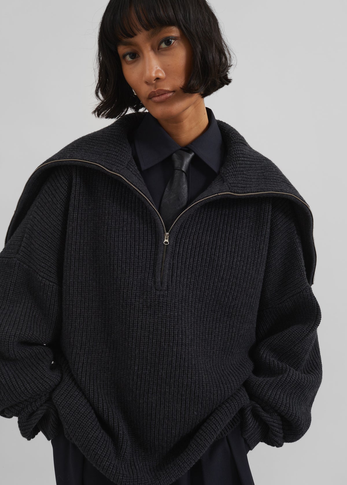 Hazel Oversized Wool Jumper - Dark Grey - 15