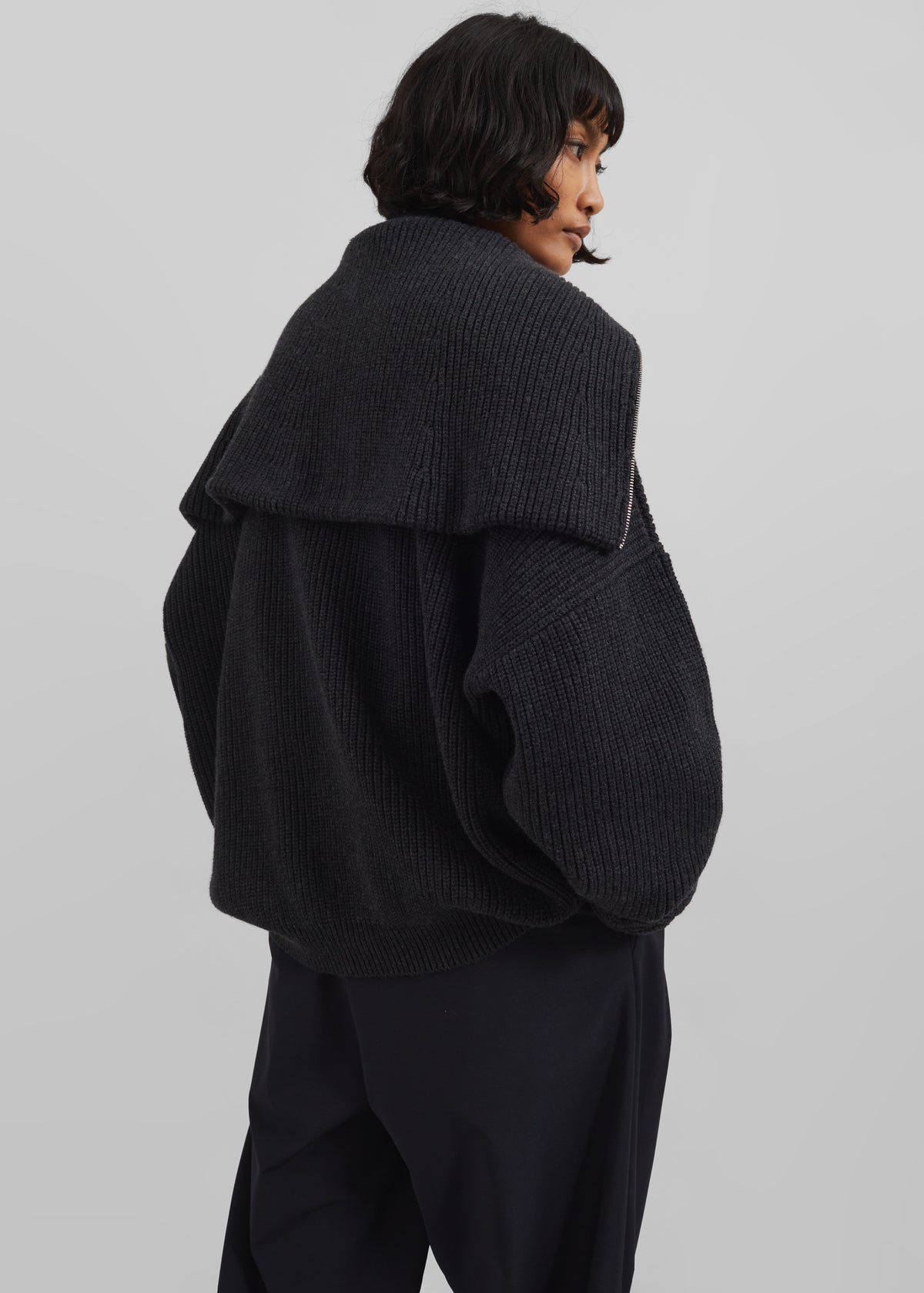 Hazel Oversized Wool Jumper - Dark Grey - 17