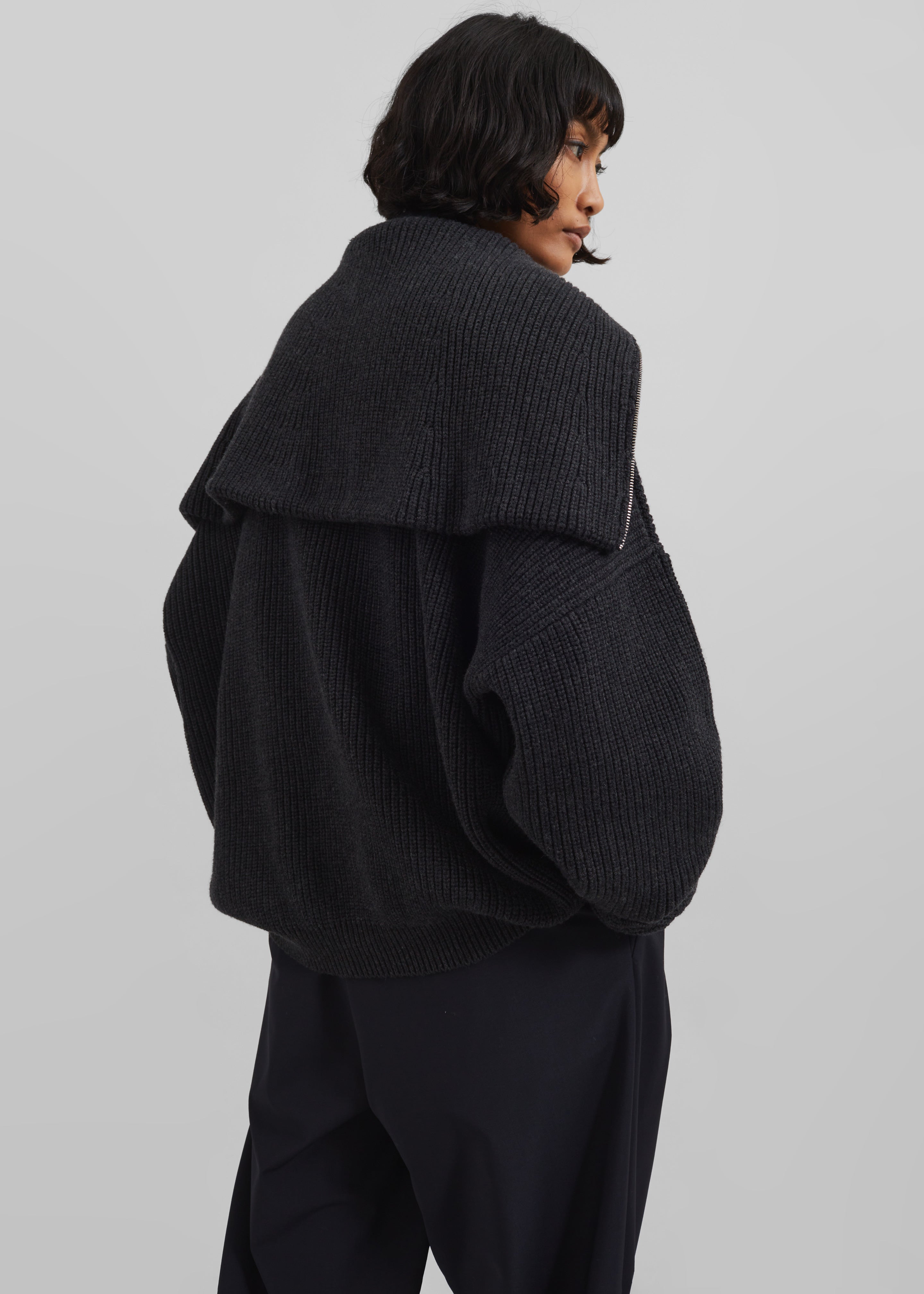 Hazel Oversized Wool Jumper - Dark Grey - 17