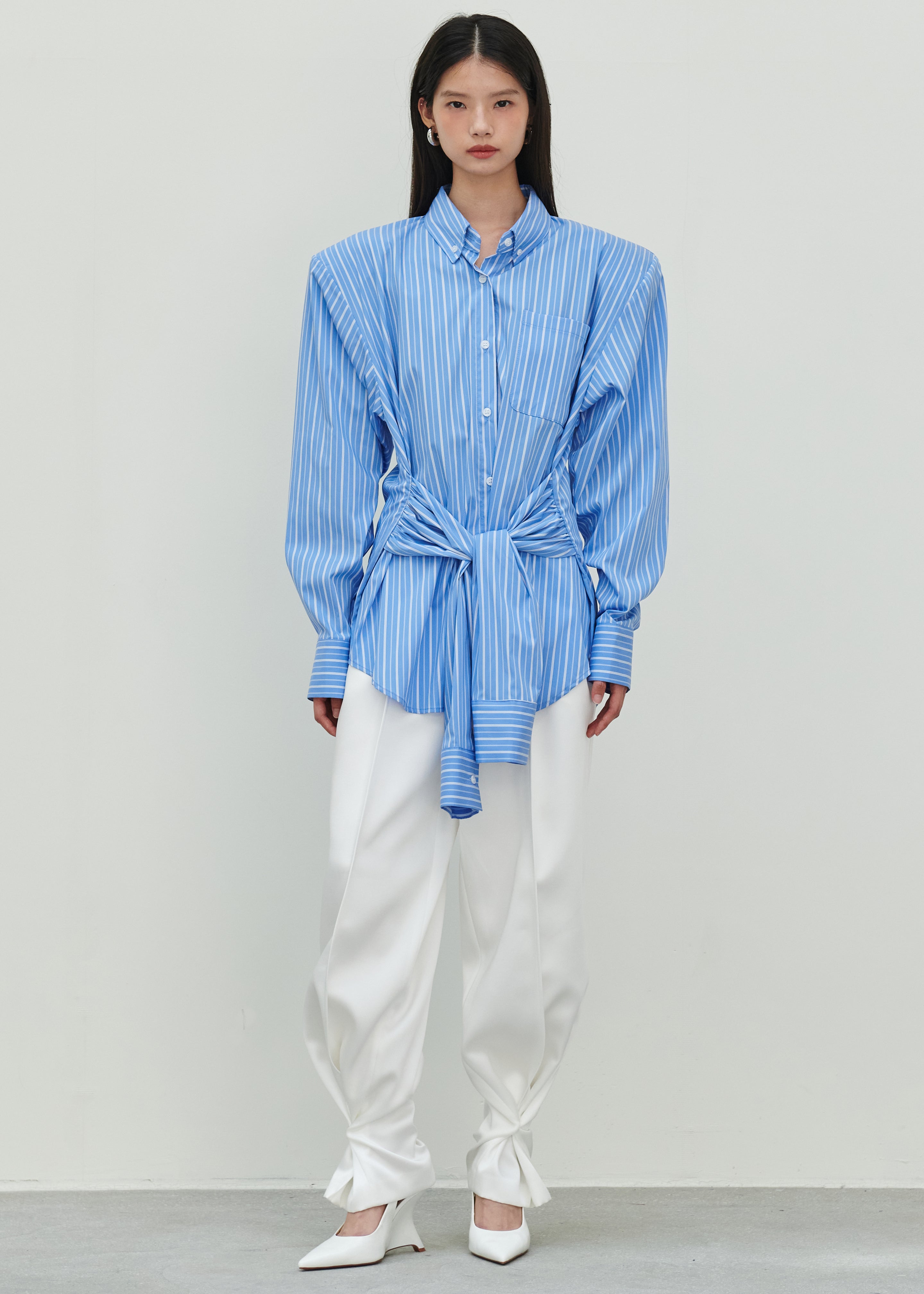 Heaton Double-Sleeve Padded Shirt - Blue/White Stripe - 7
