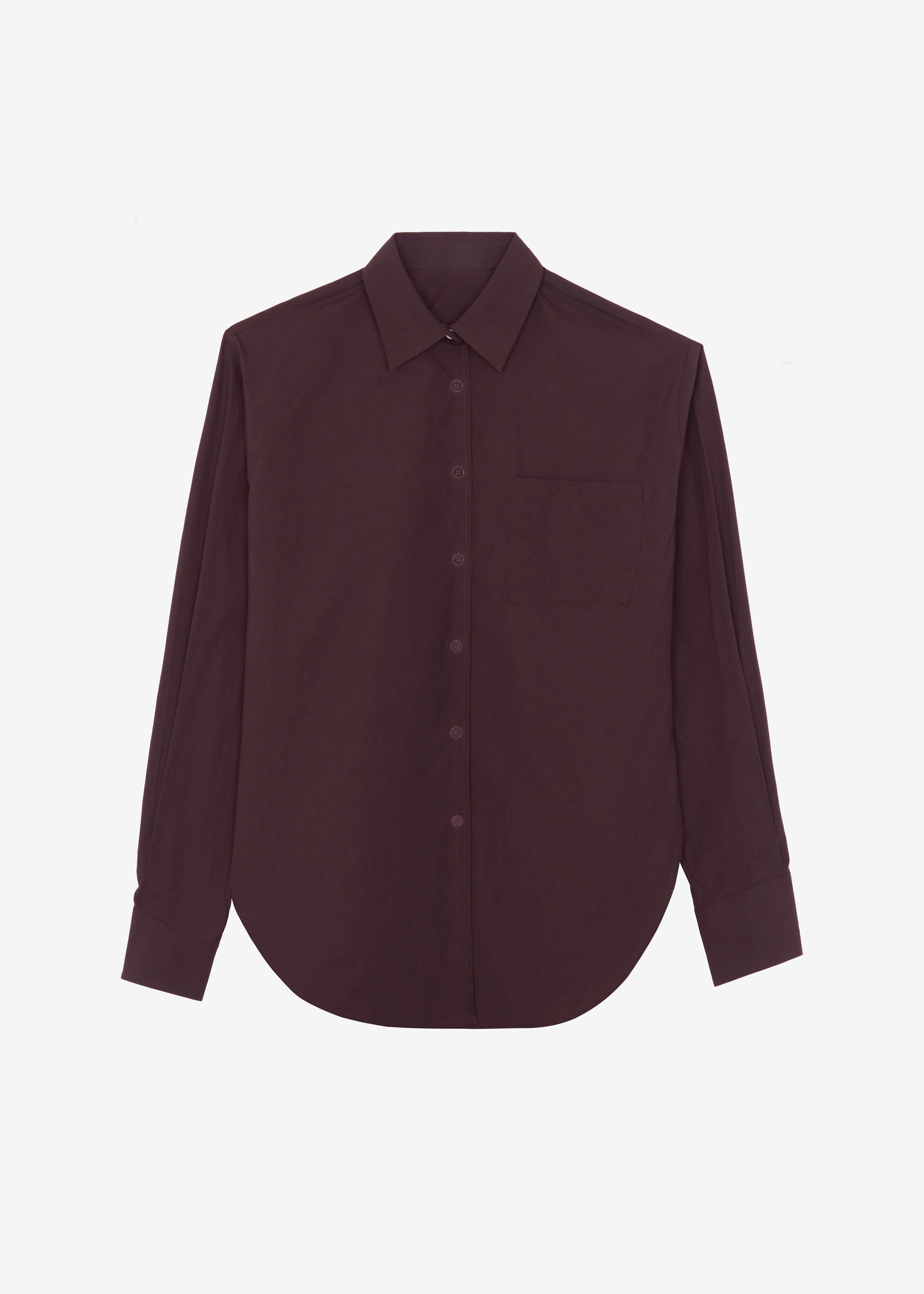Helen Organic Cotton Long Shirt - Dark Plum - 9