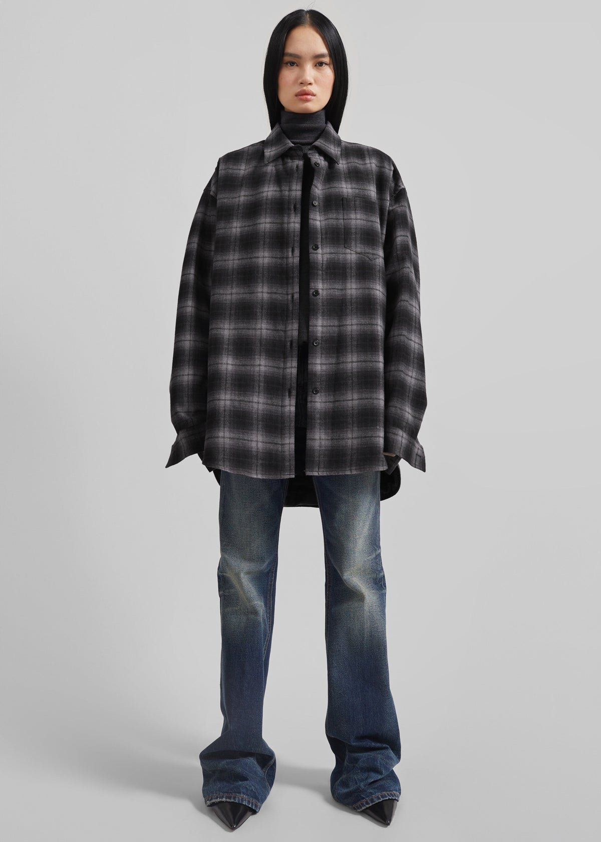 Helka Flannel Quilted Shirt - Charcoal - 4