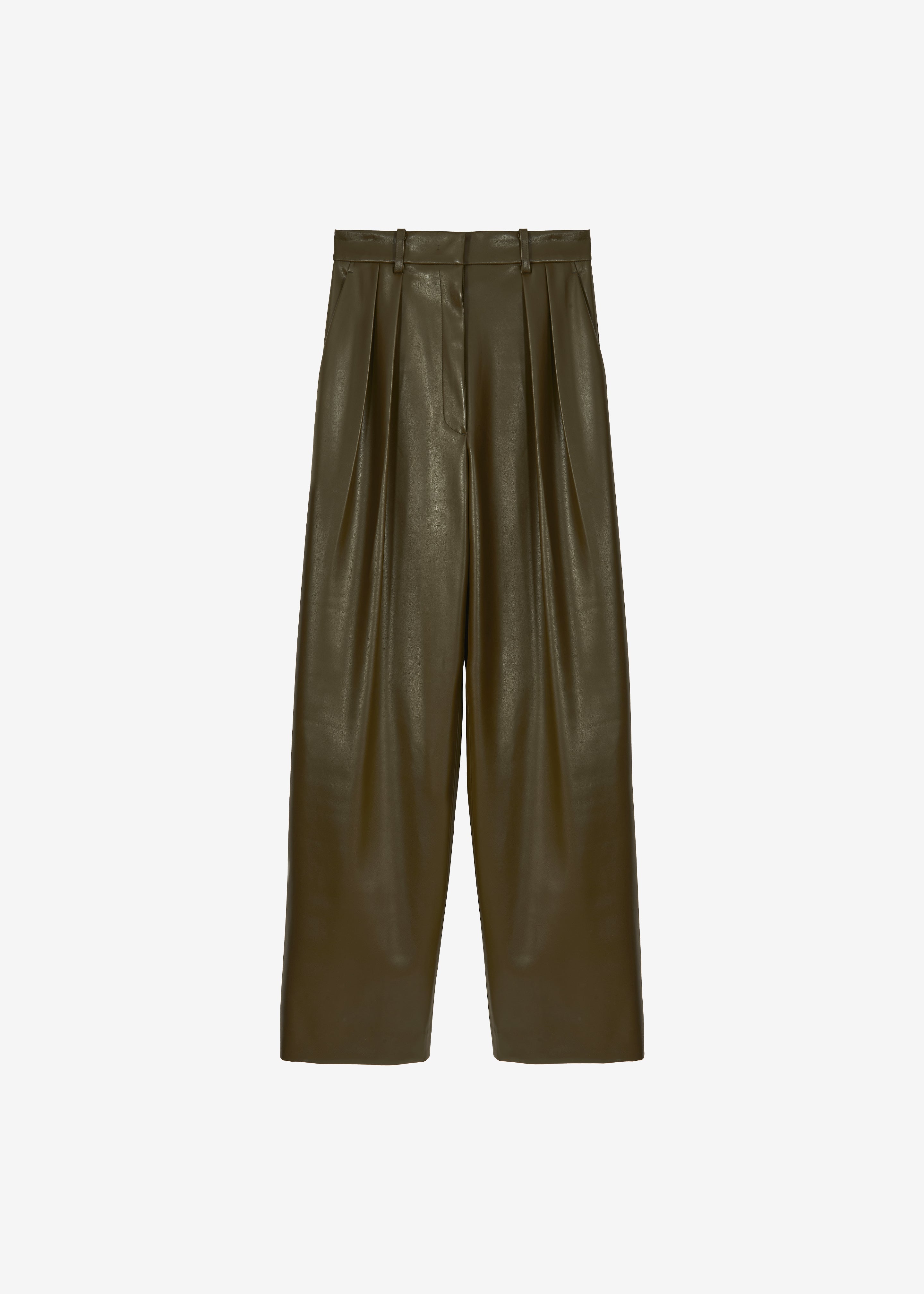 Helsinki Faux Leather Pants - Olive - 9
