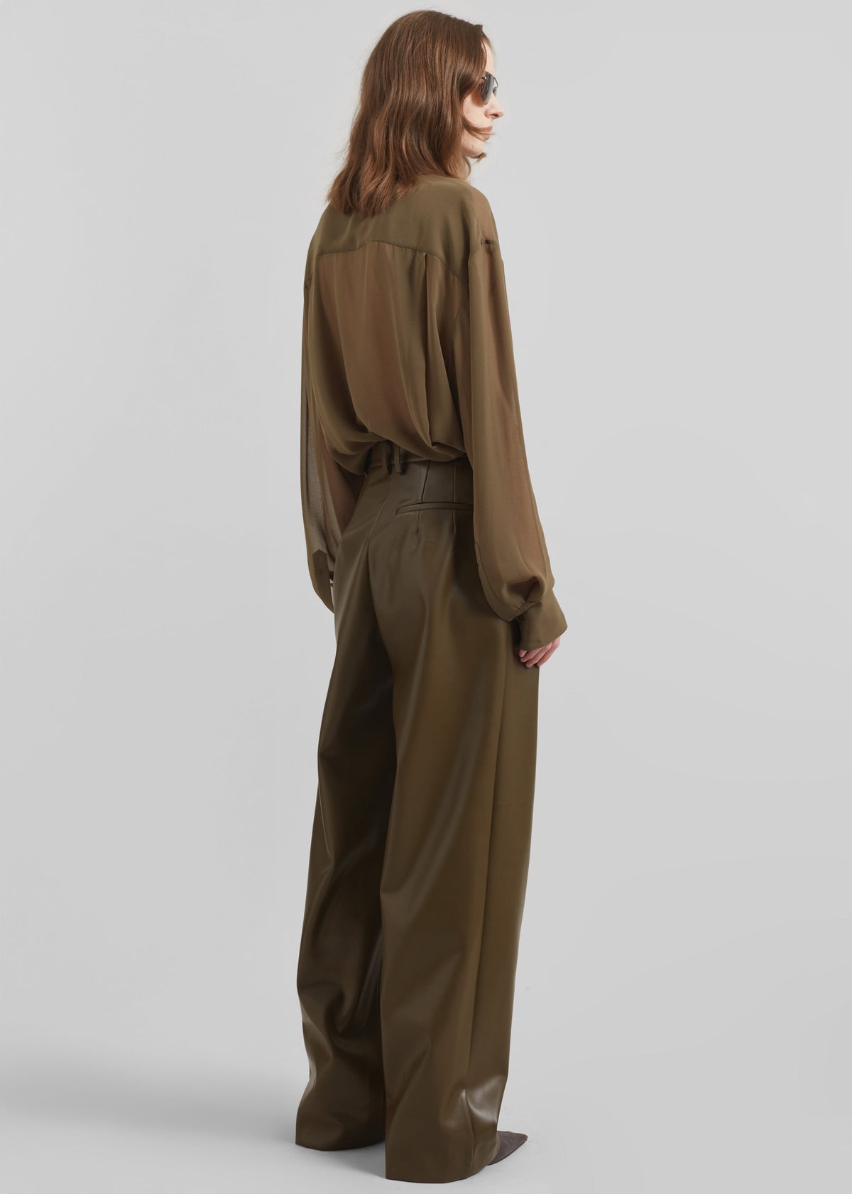Helsinki Faux Leather Pants - Olive - 8