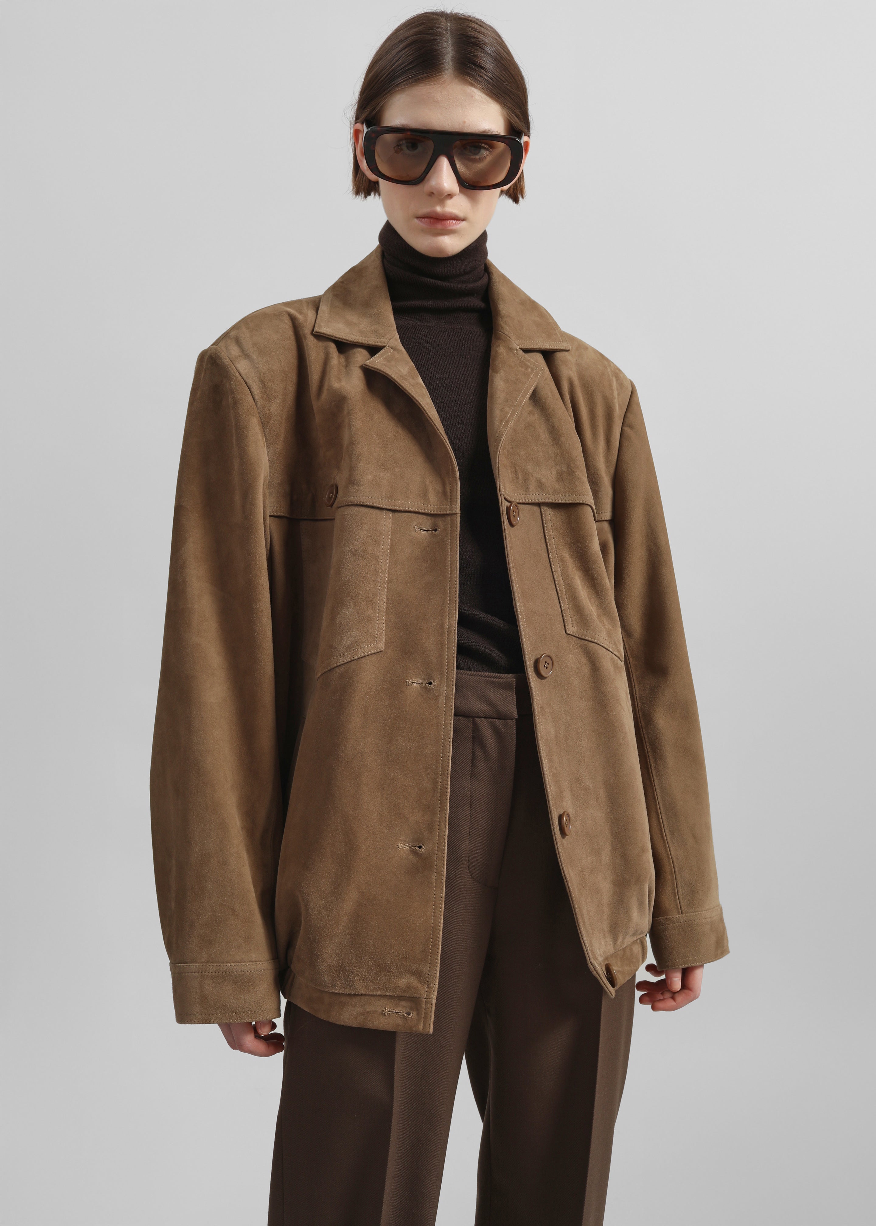 Hester Faux Suede Jacket - Camel - 7