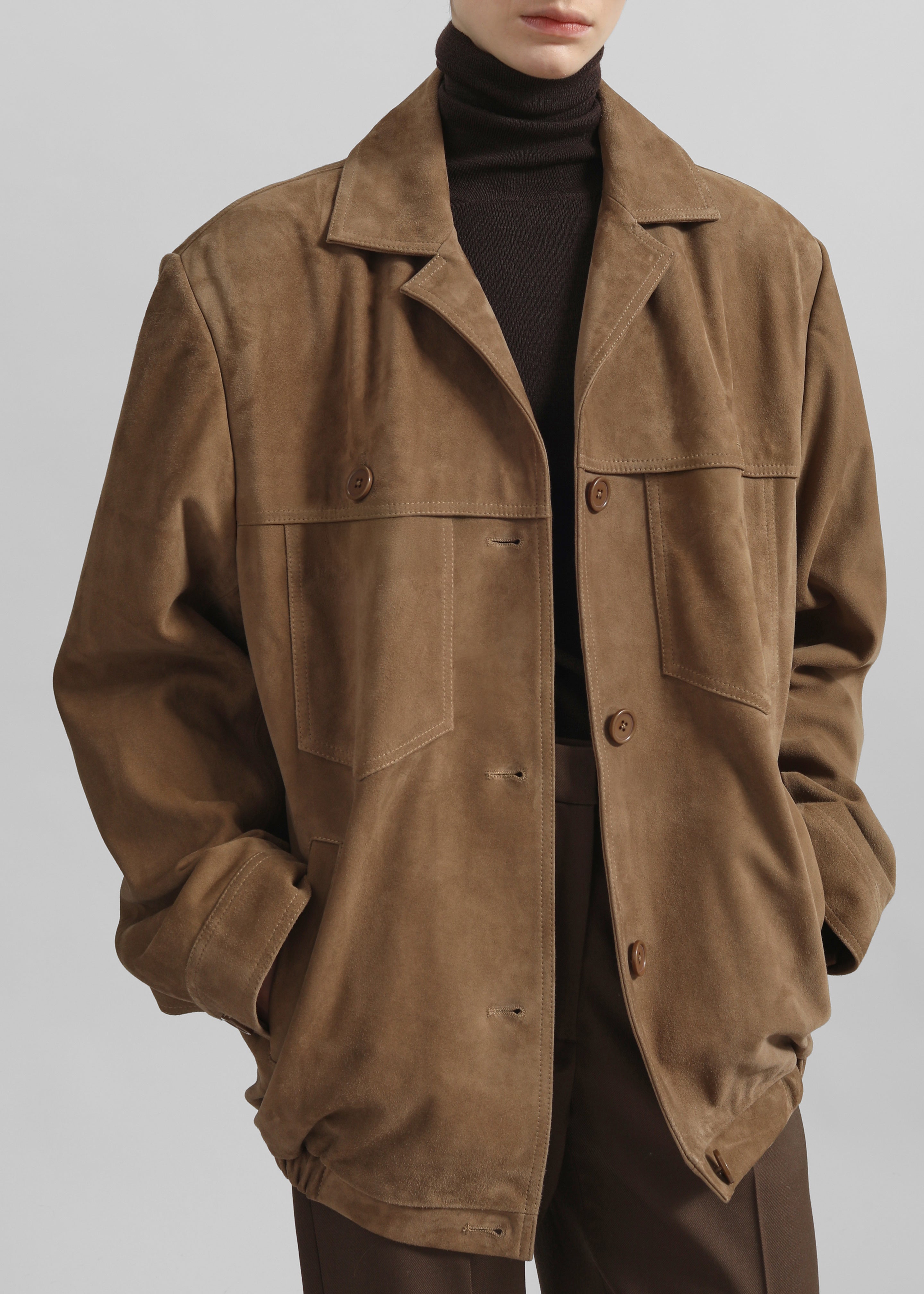 Hester Faux Suede Jacket - Camel - 5