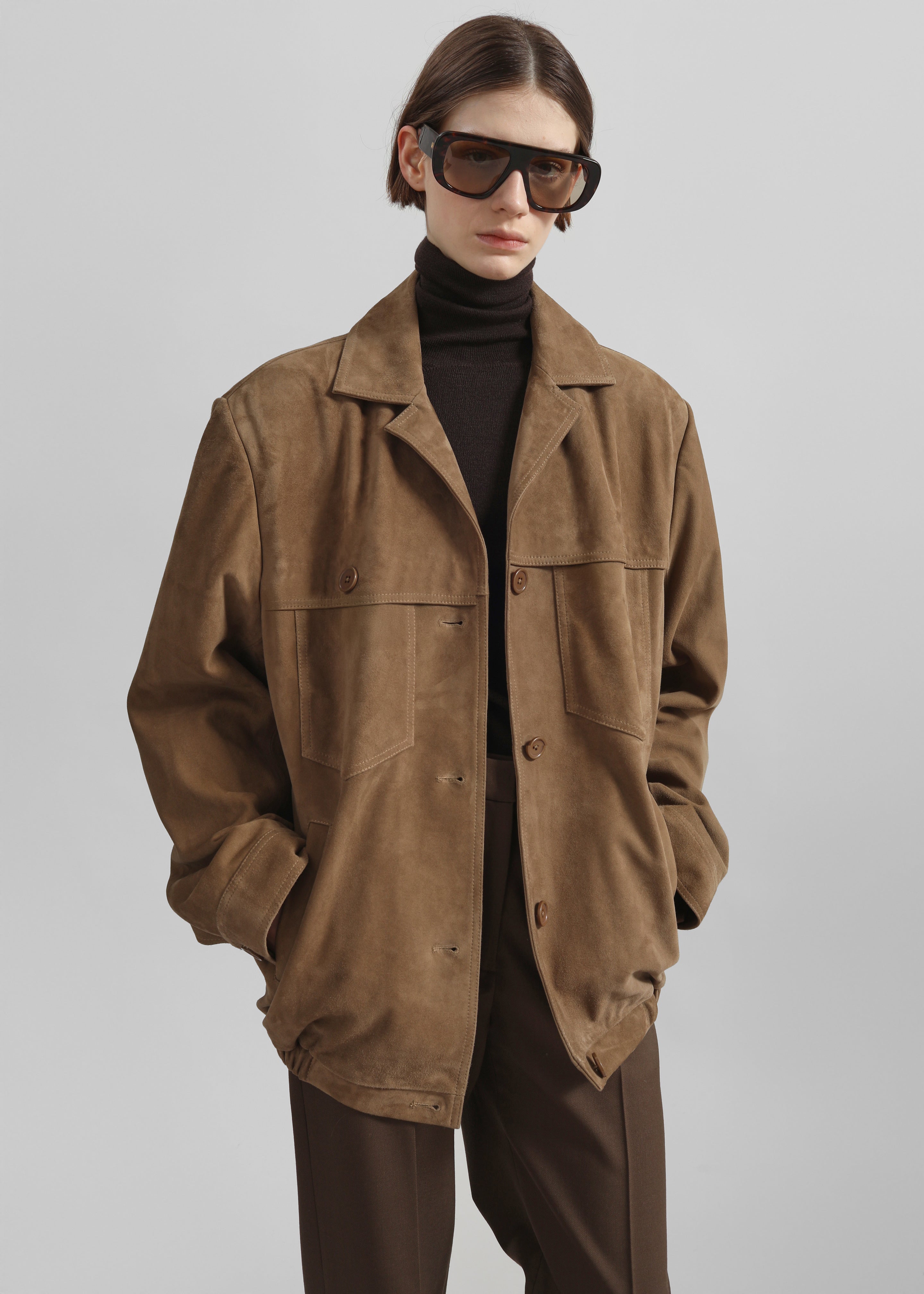 Hester Faux Suede Jacket - Camel - 4