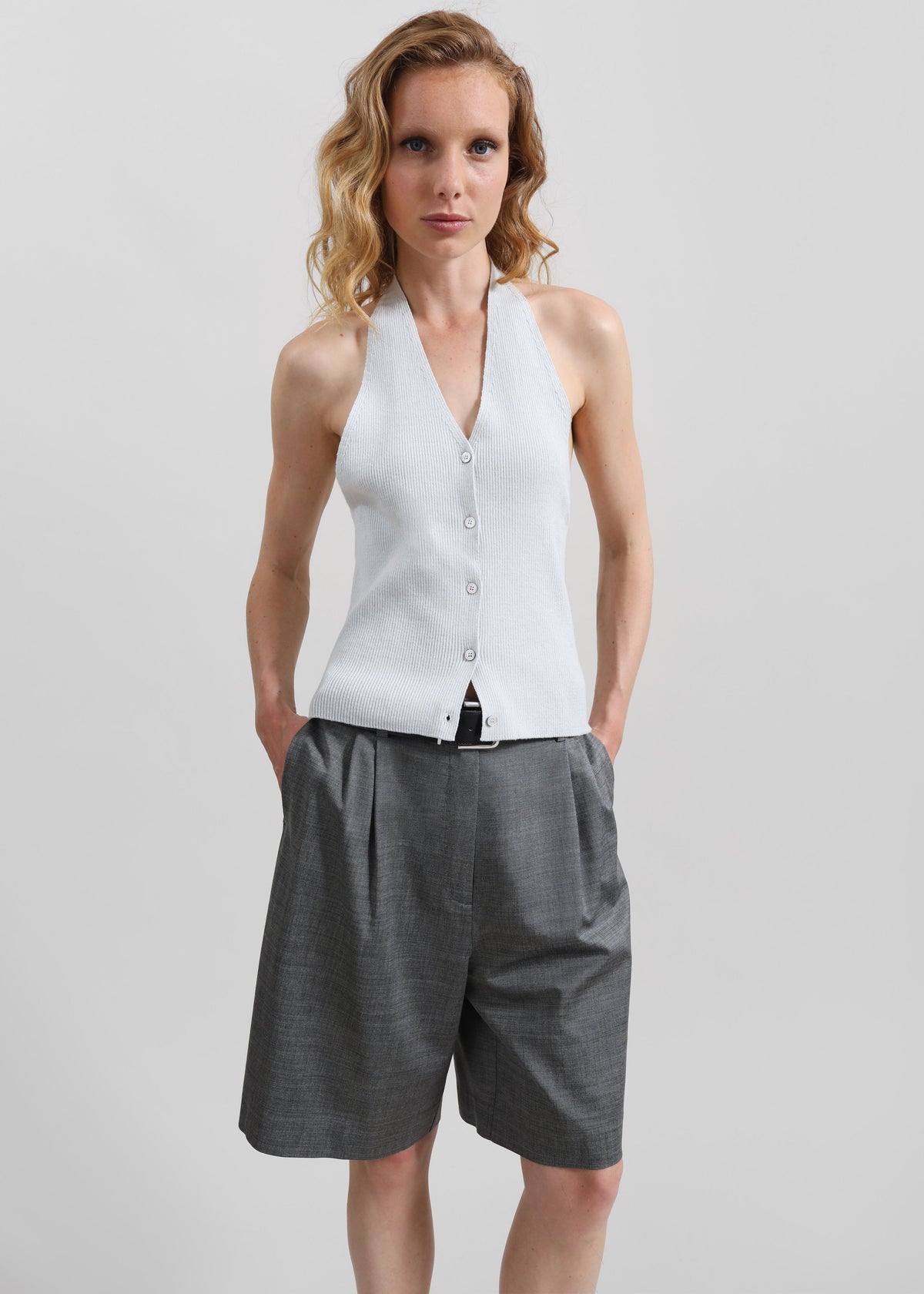Himi Knit Halter Top - Stone - 1
