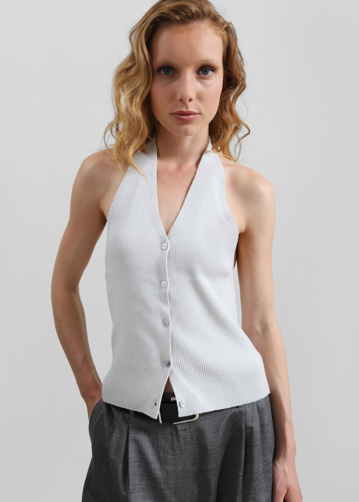 Himi Knit Halter Top - Stone - 4