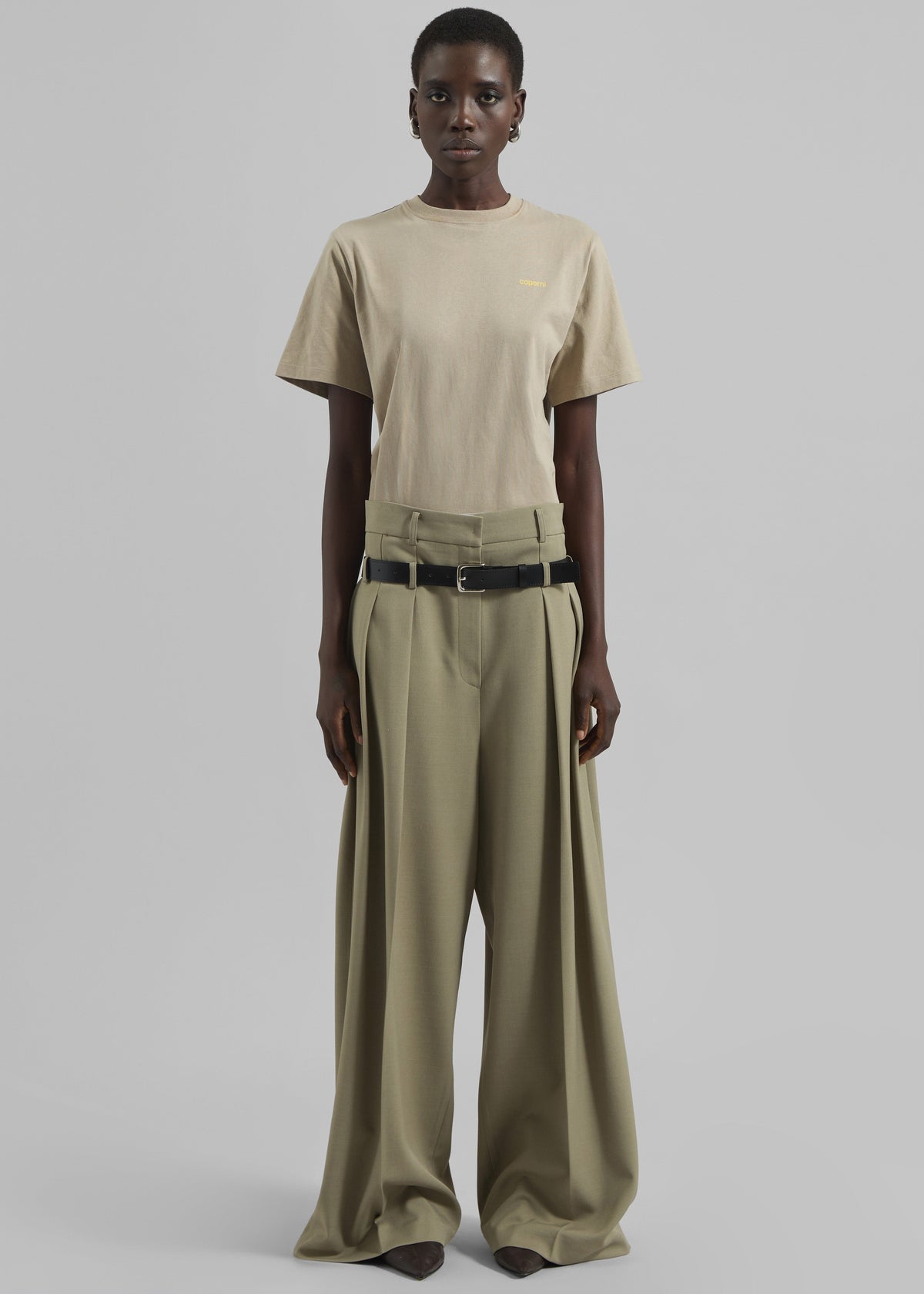 Hobart Double Belt Loop Trousers - Pale Olive - 2