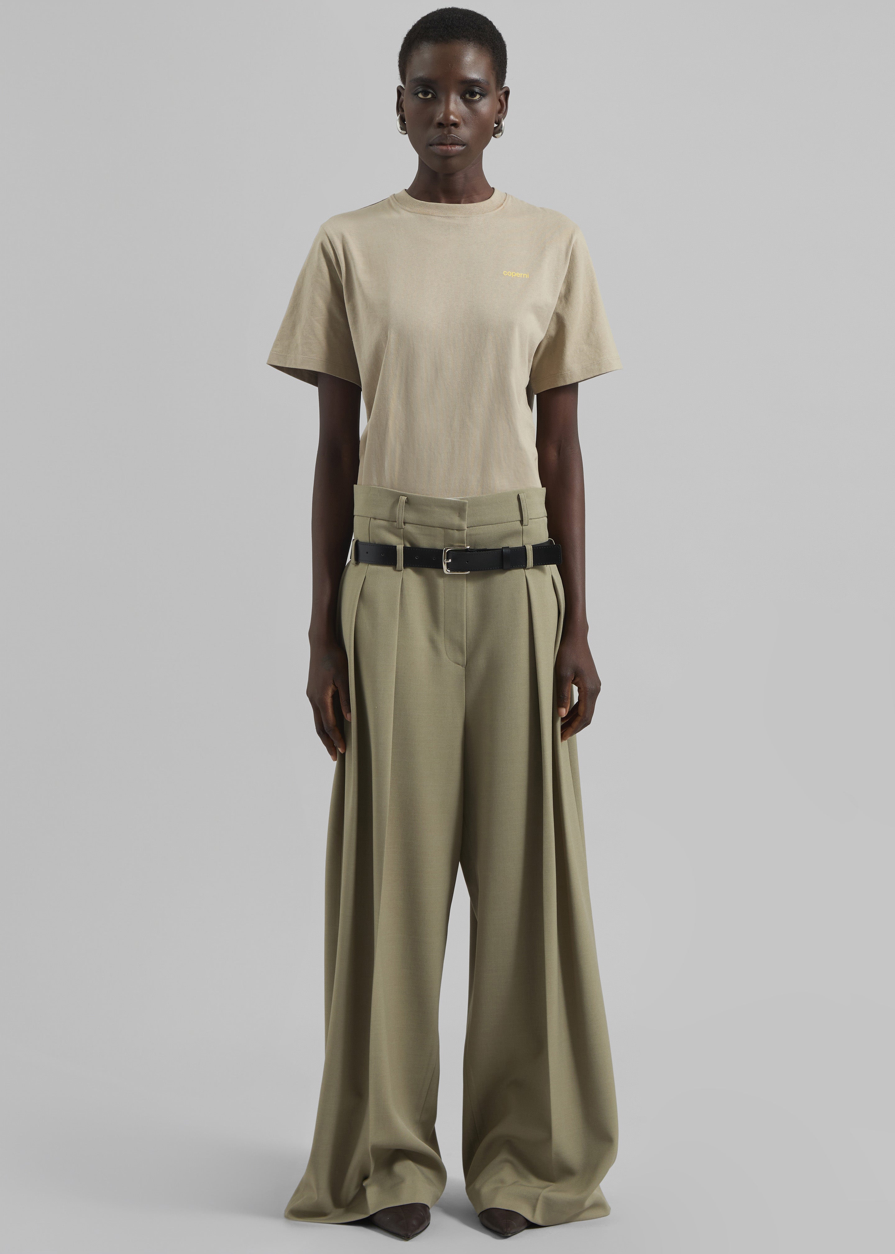 Hobart Double Belt Loop Trousers - Pale Olive - 2