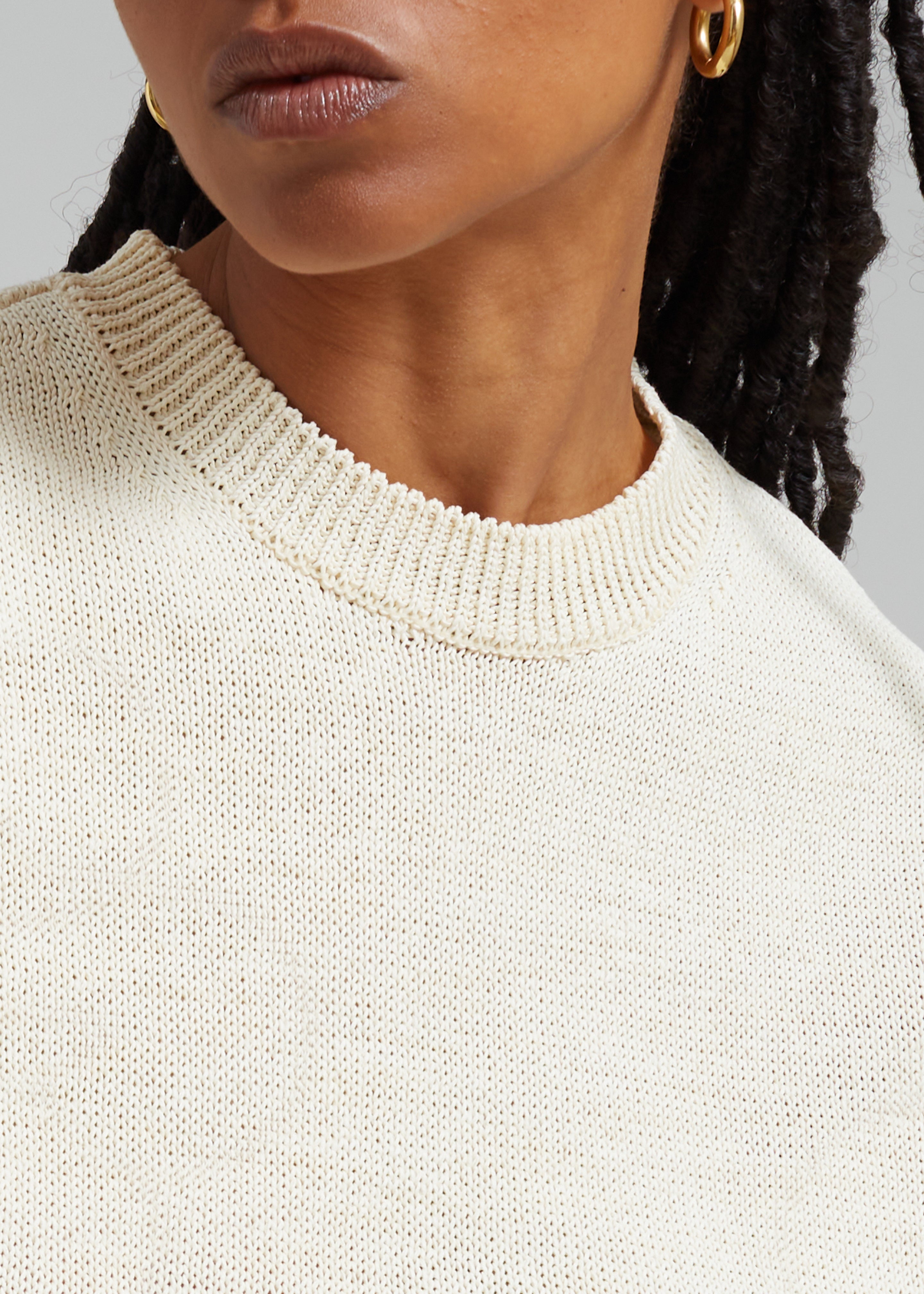 Holly Cropped Knit Top - Cream - 5