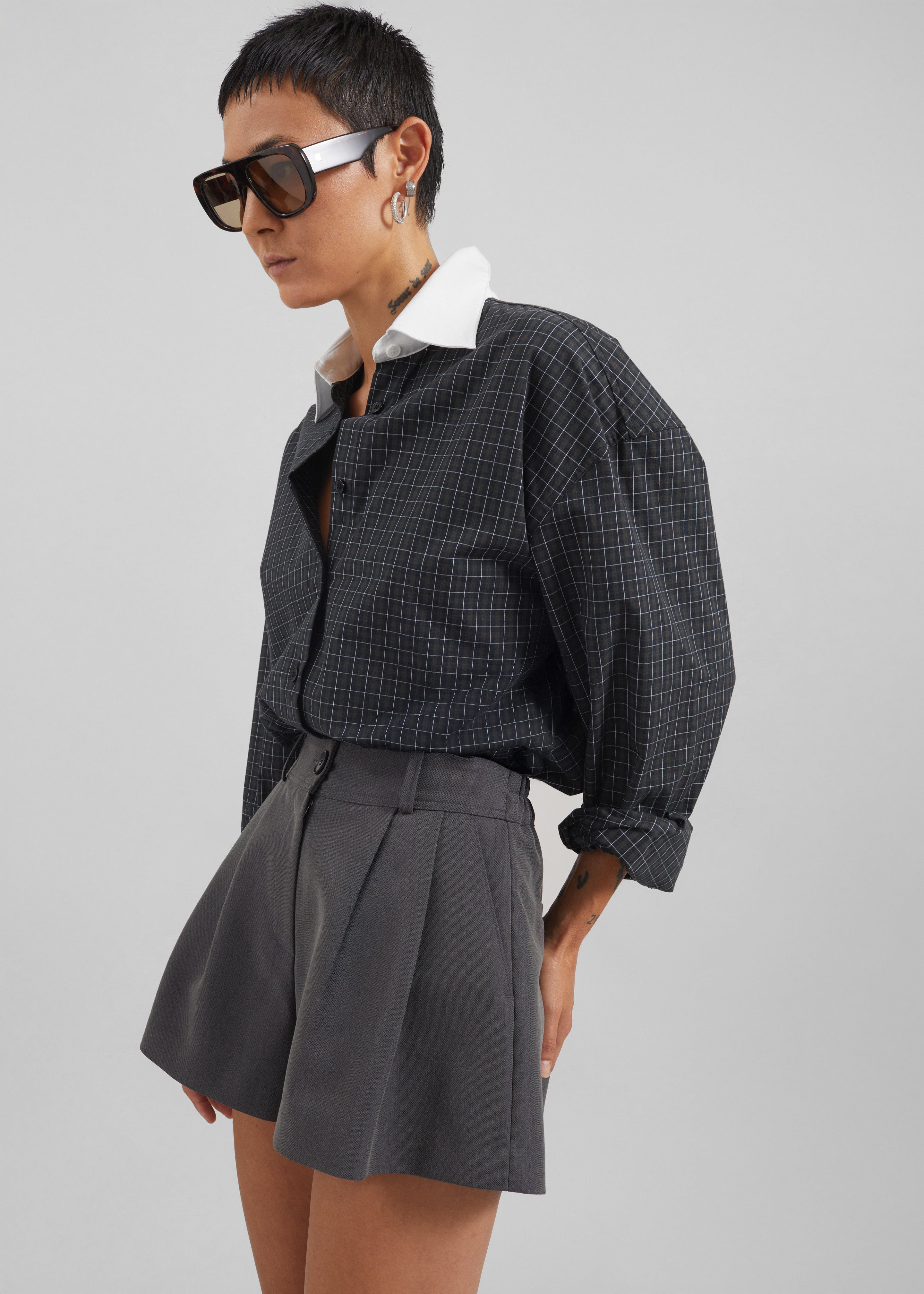 Hylan Checked Shirt - Dark Grey - 10