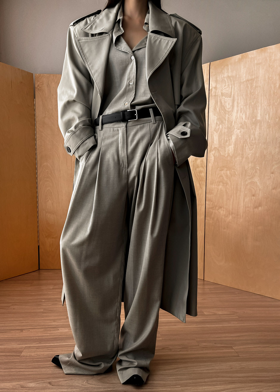 Gelso Pleated Trousers - Light Taupe Melange - 5