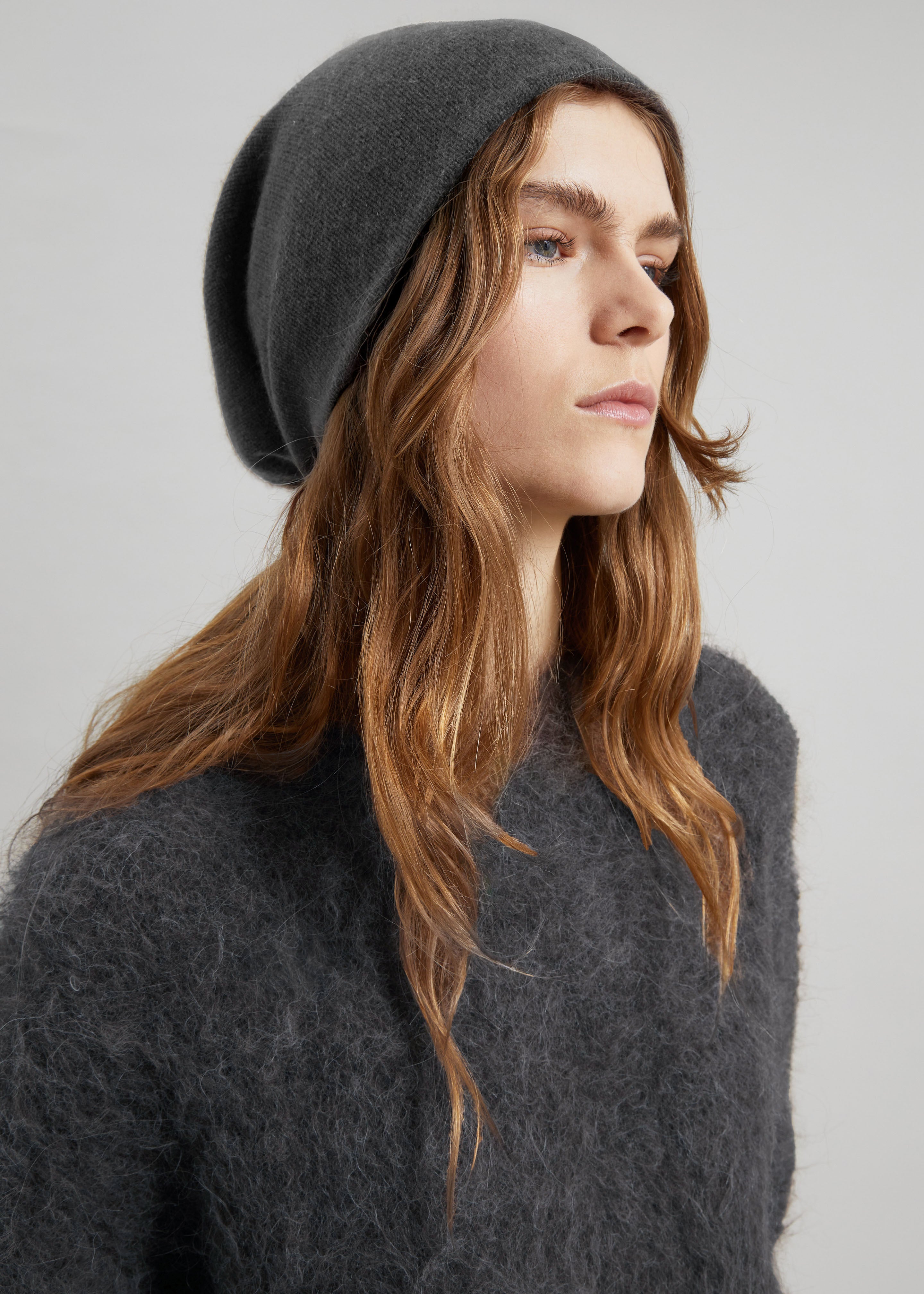 Inko Cashmere Beanie - Dark Grey - 1