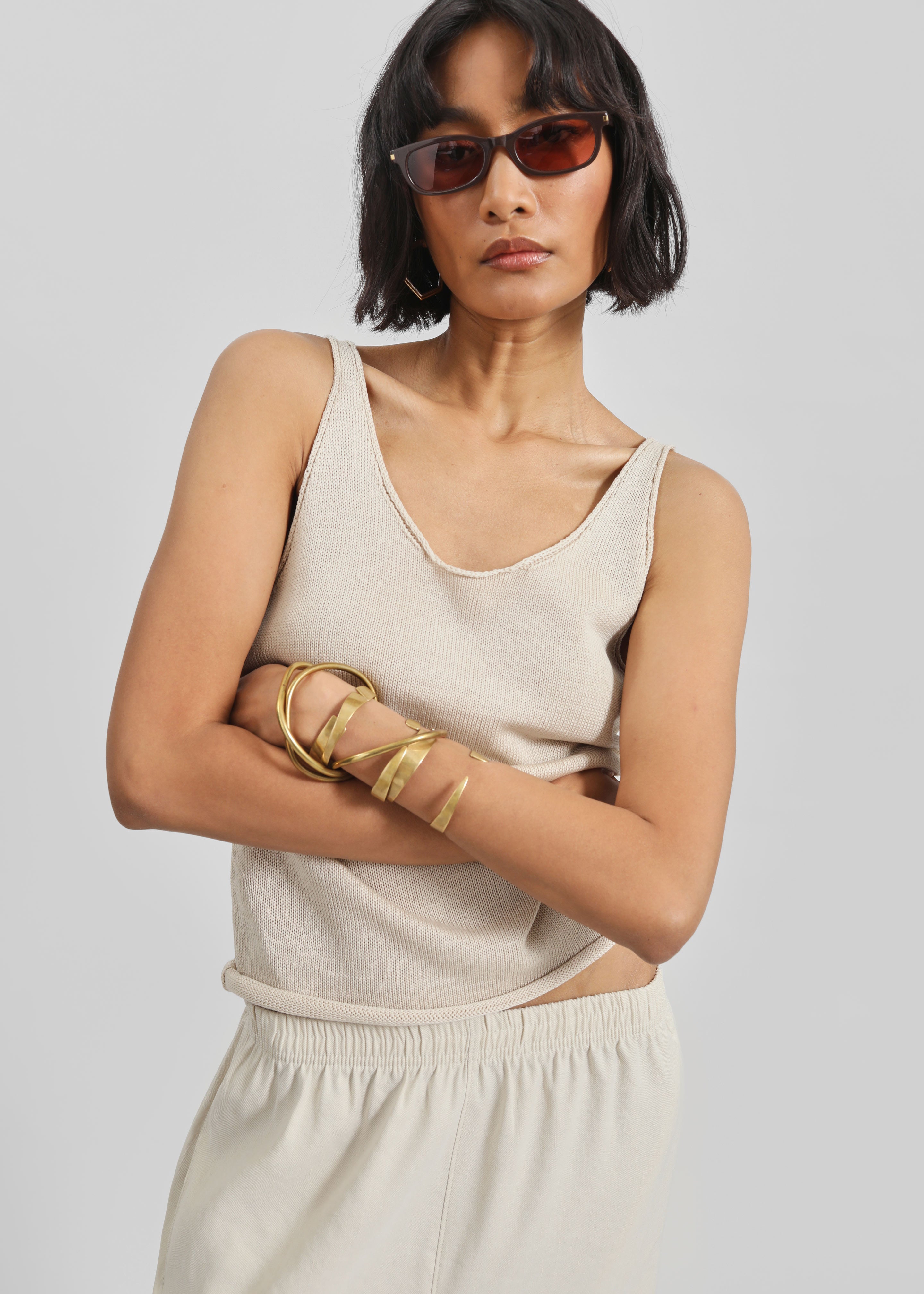 Islay Open-Back Knit Tank - Beige - 6