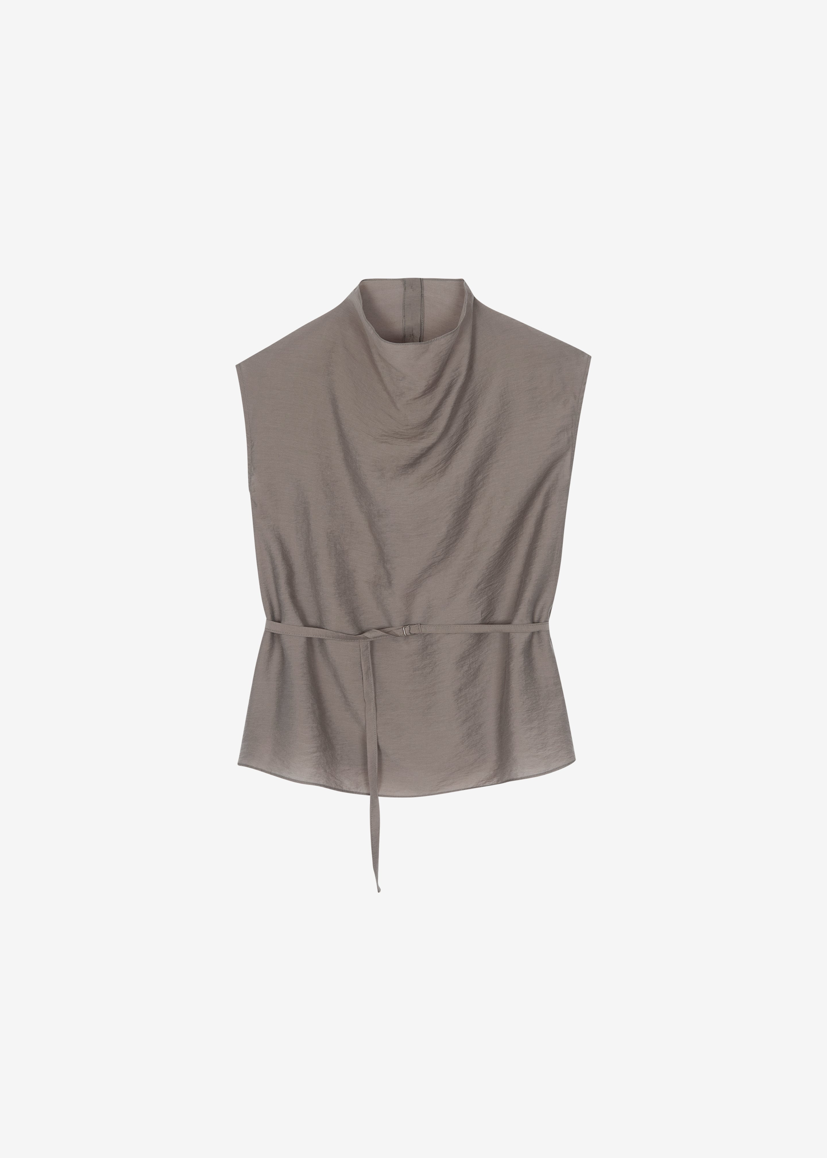 Ivara Fluid Belted Top - Dark Taupe - 7