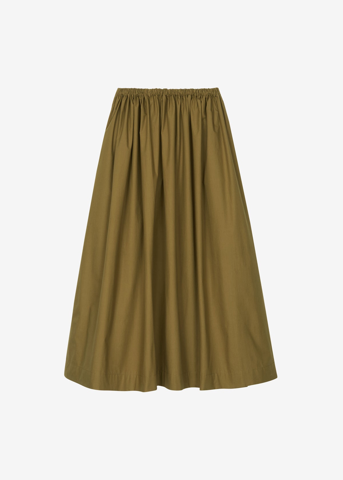 Jalev Gathered Cotton Skirt - Martini Olive - 9