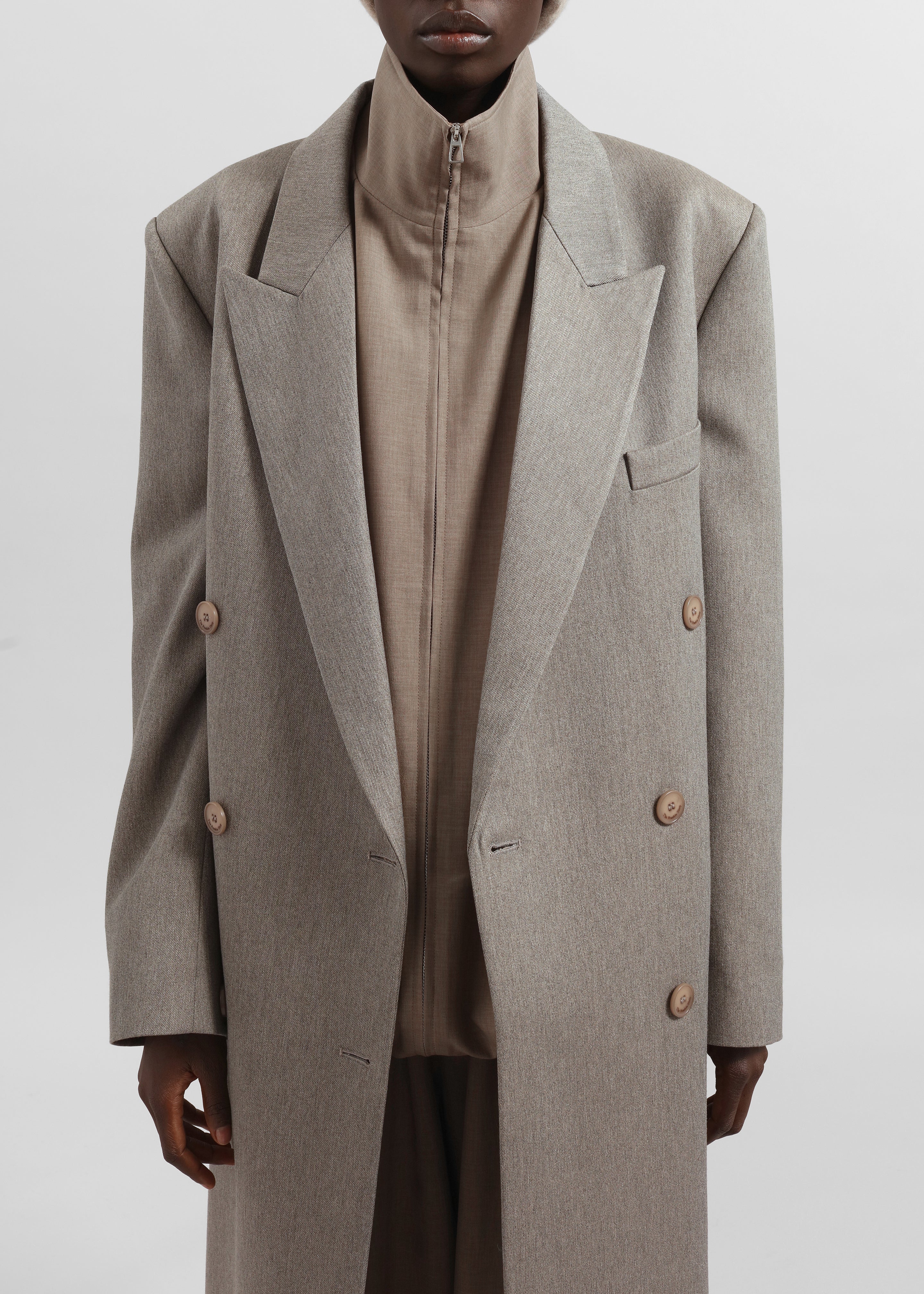 Jane Long Coat - Taupe Melange - 6