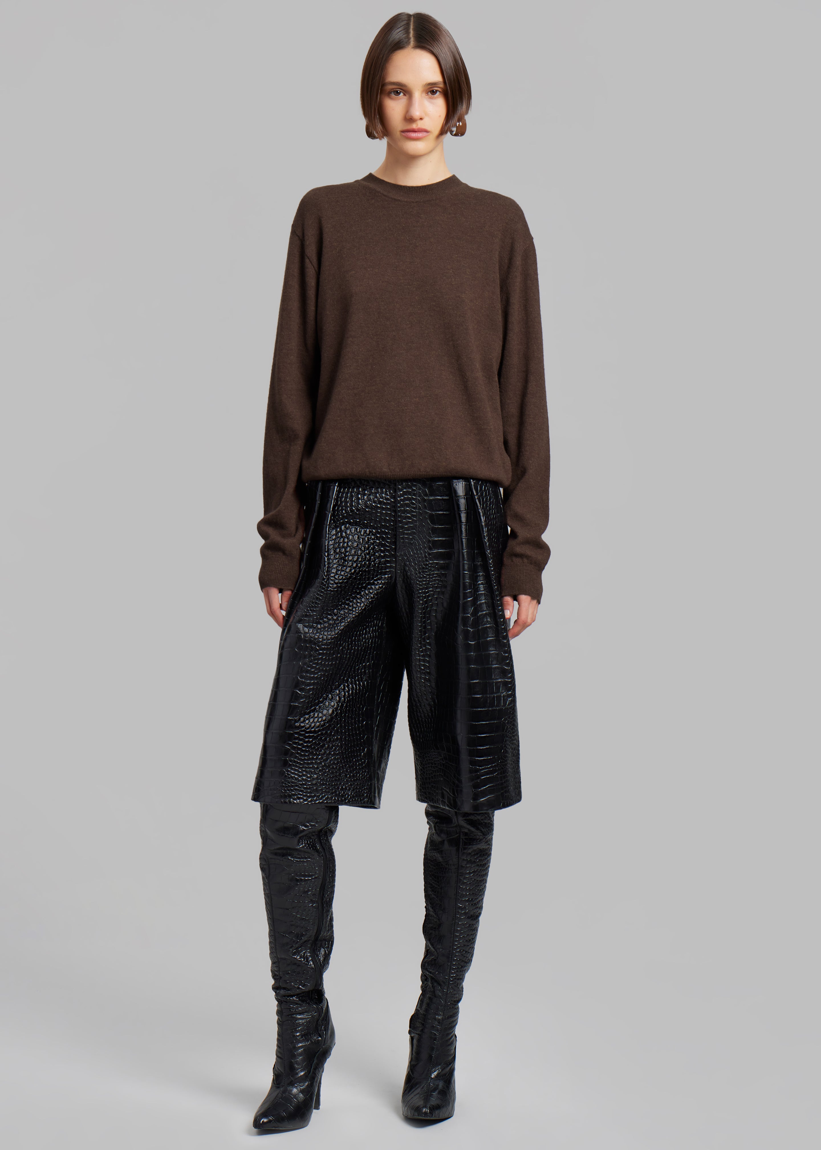 Jenkins Croc-Effect Bermuda Shorts - Black - 2