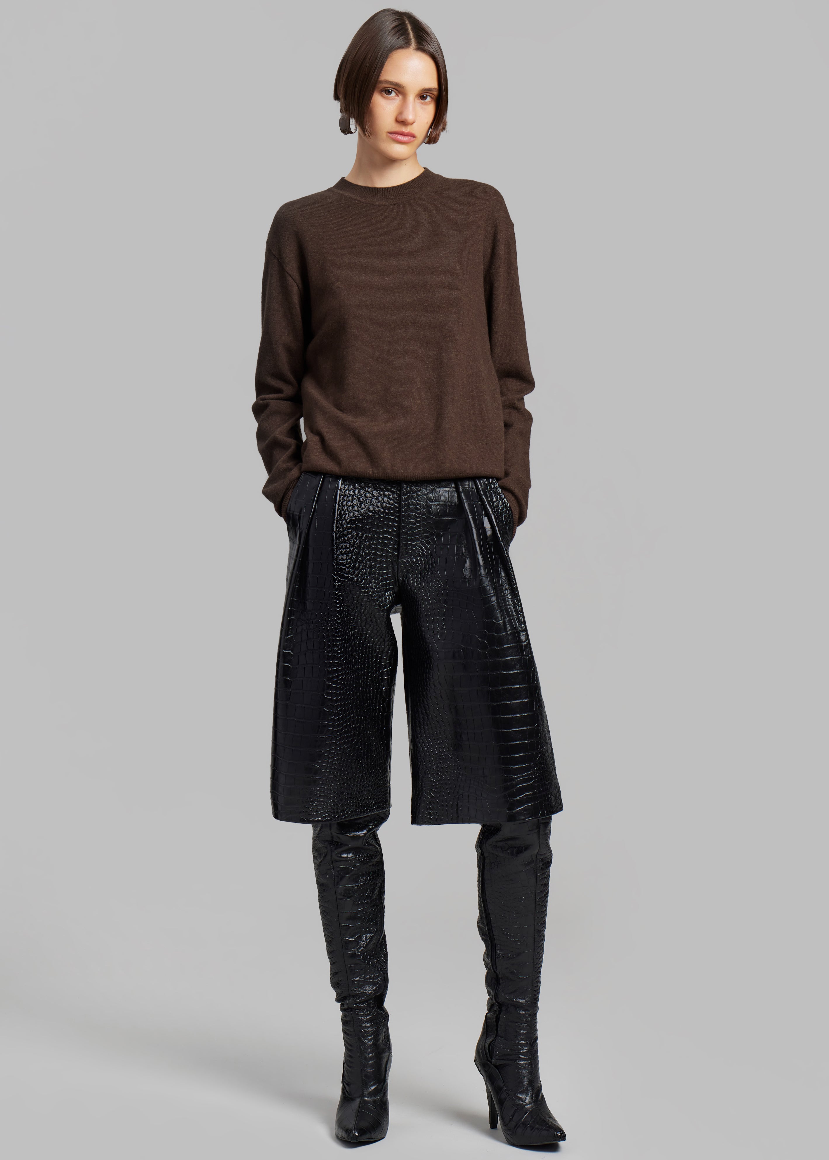 Jenkins Croc-Effect Bermuda Shorts - Black - 4