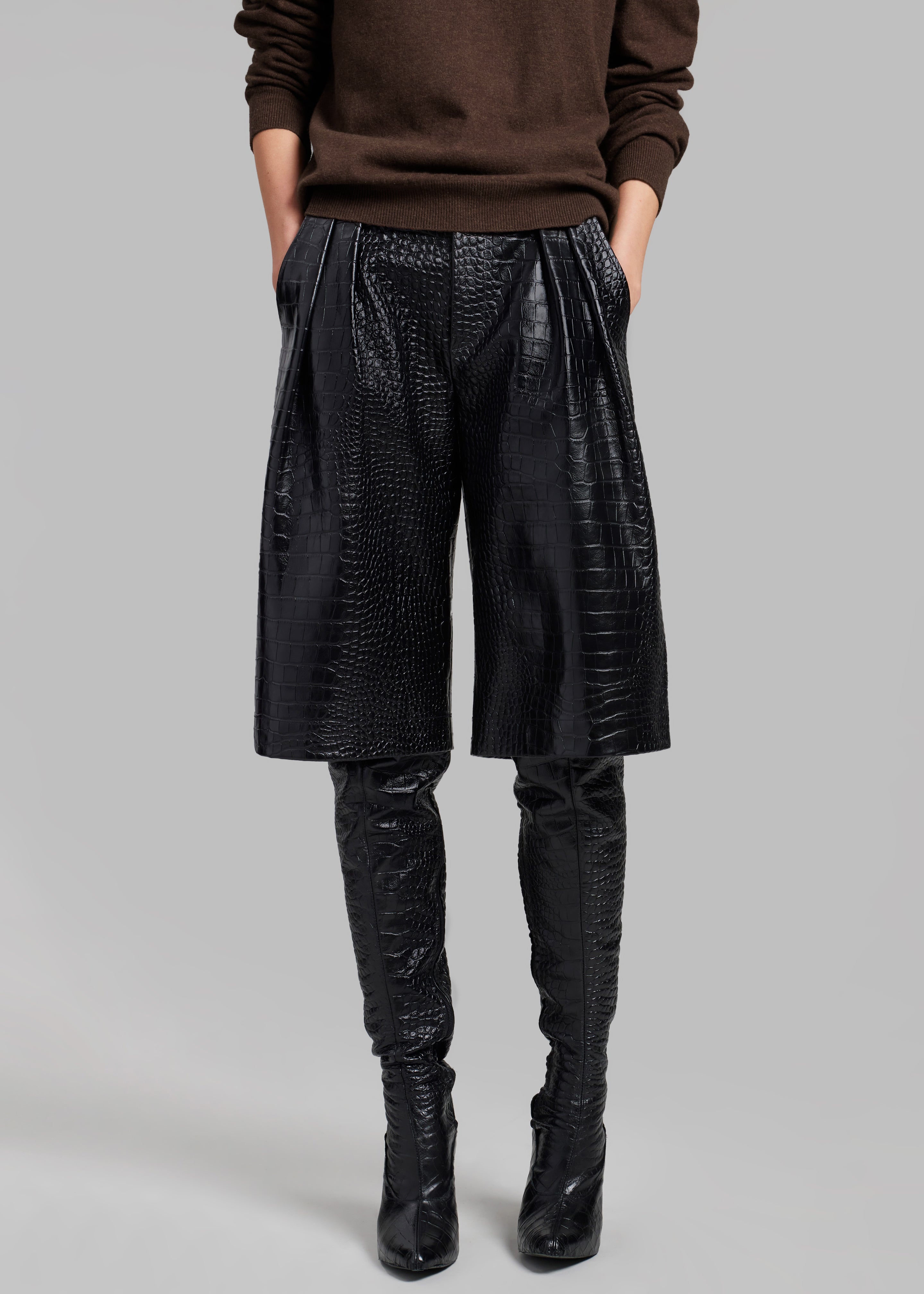 Jenkins Croc-Effect Bermuda Shorts - Black - 5