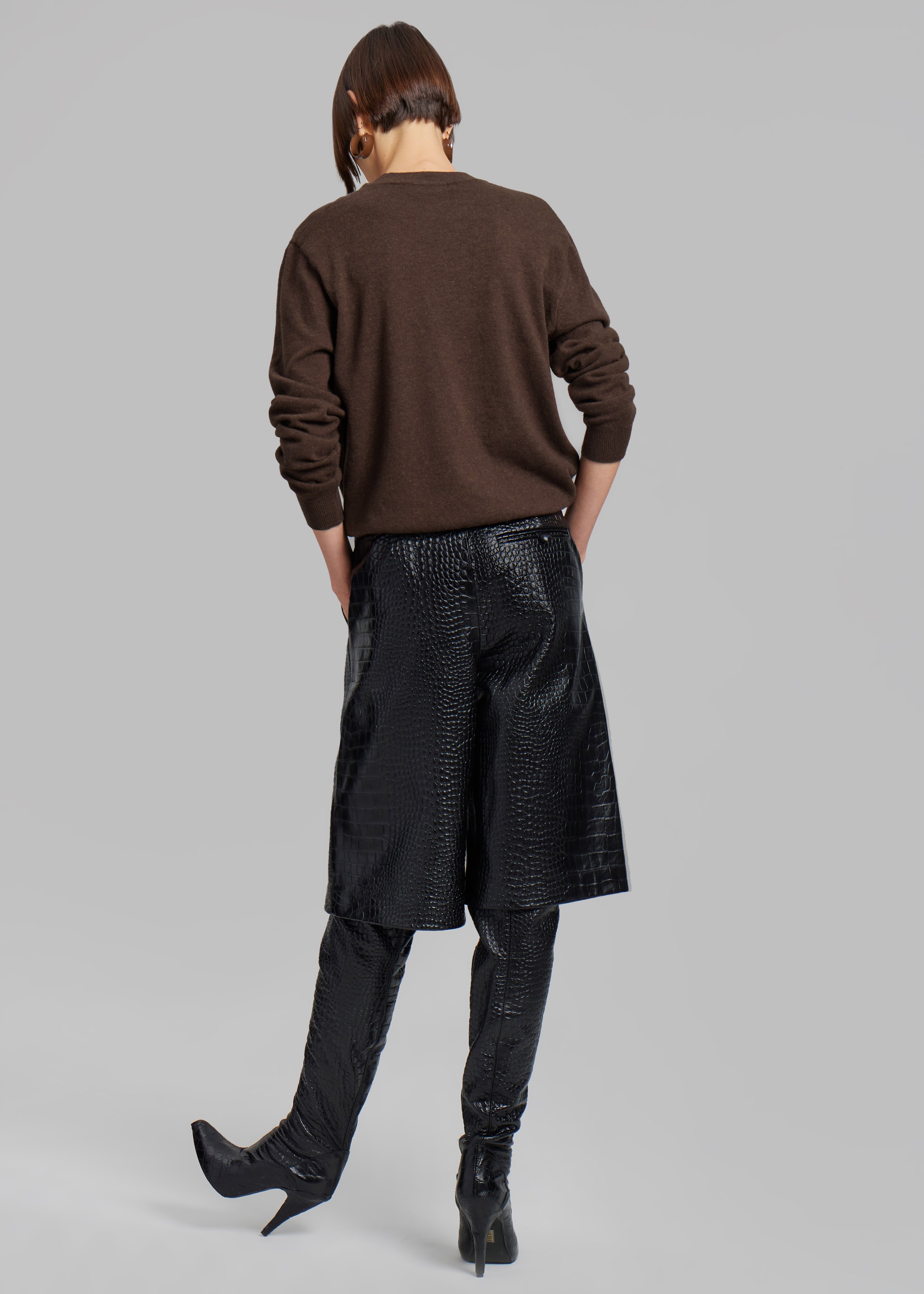 Jenkins Croc-Effect Bermuda Shorts - Black - 6