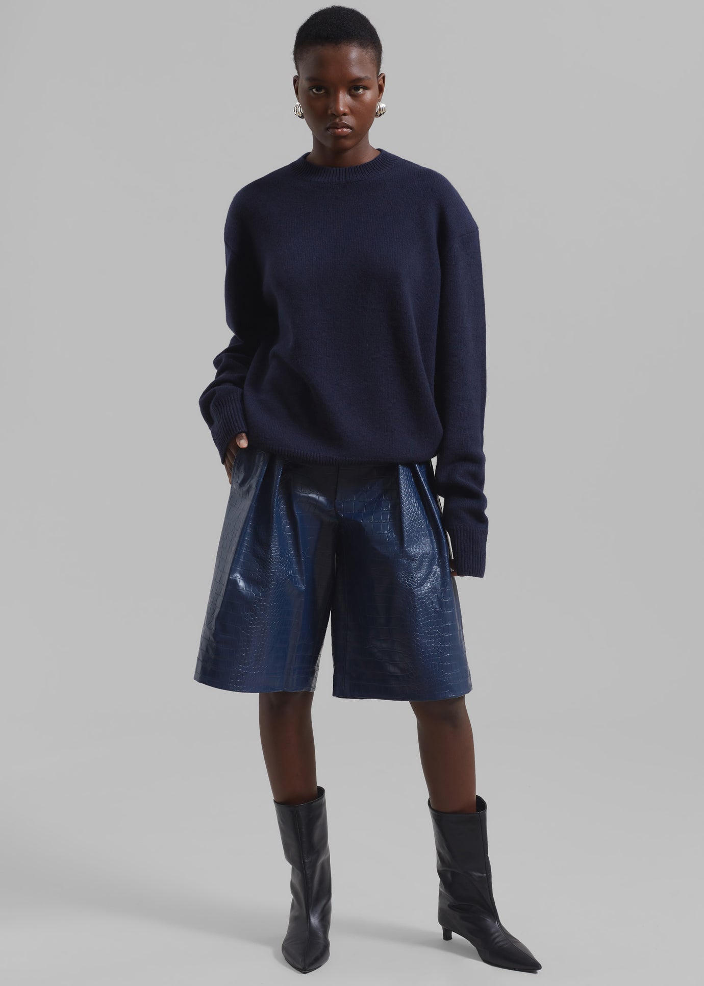 Jenkins Croc-Effect Bermuda Shorts - Blue - 1