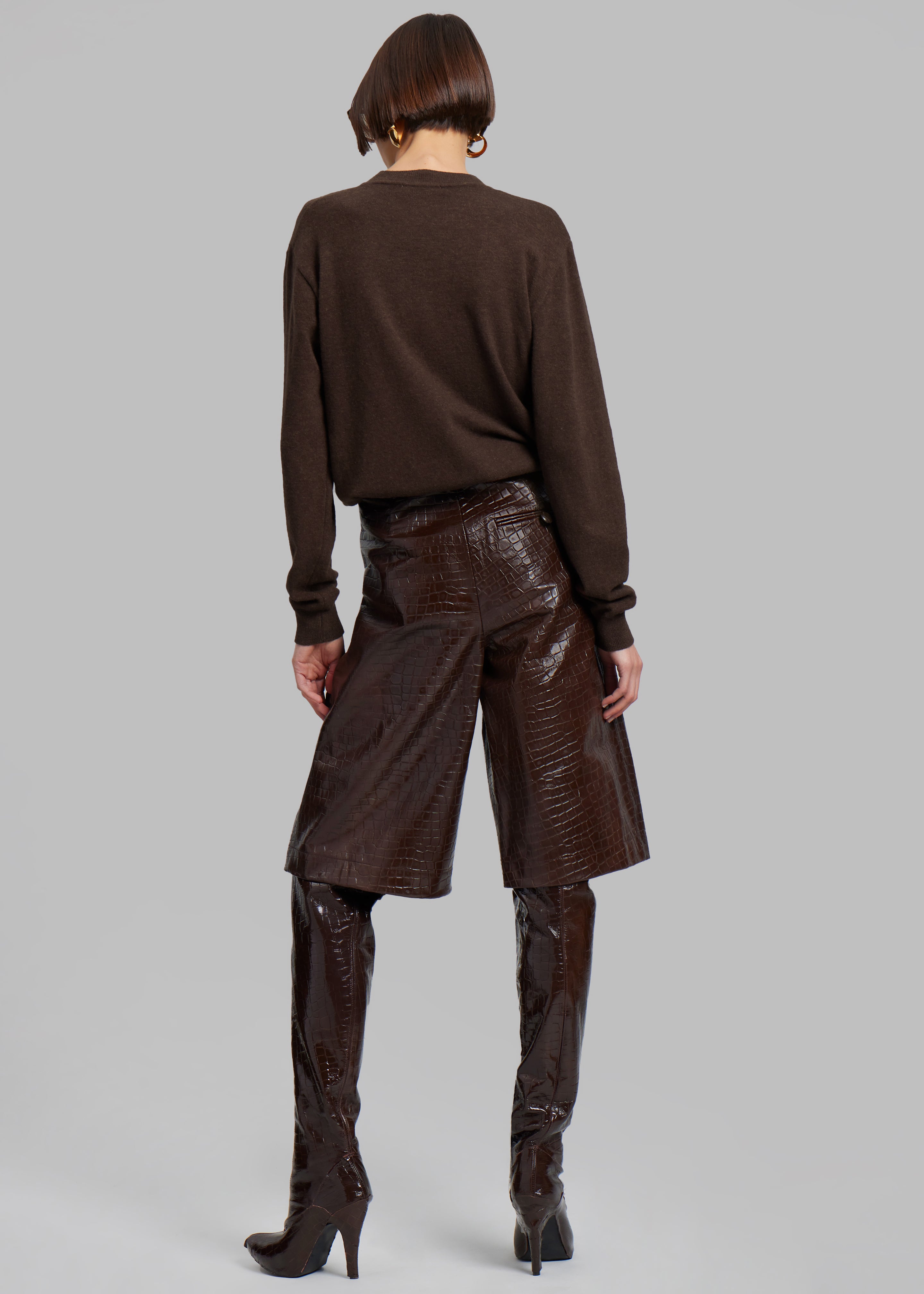 Jenkins Croc-Effect Bermuda Shorts - Brown - 7