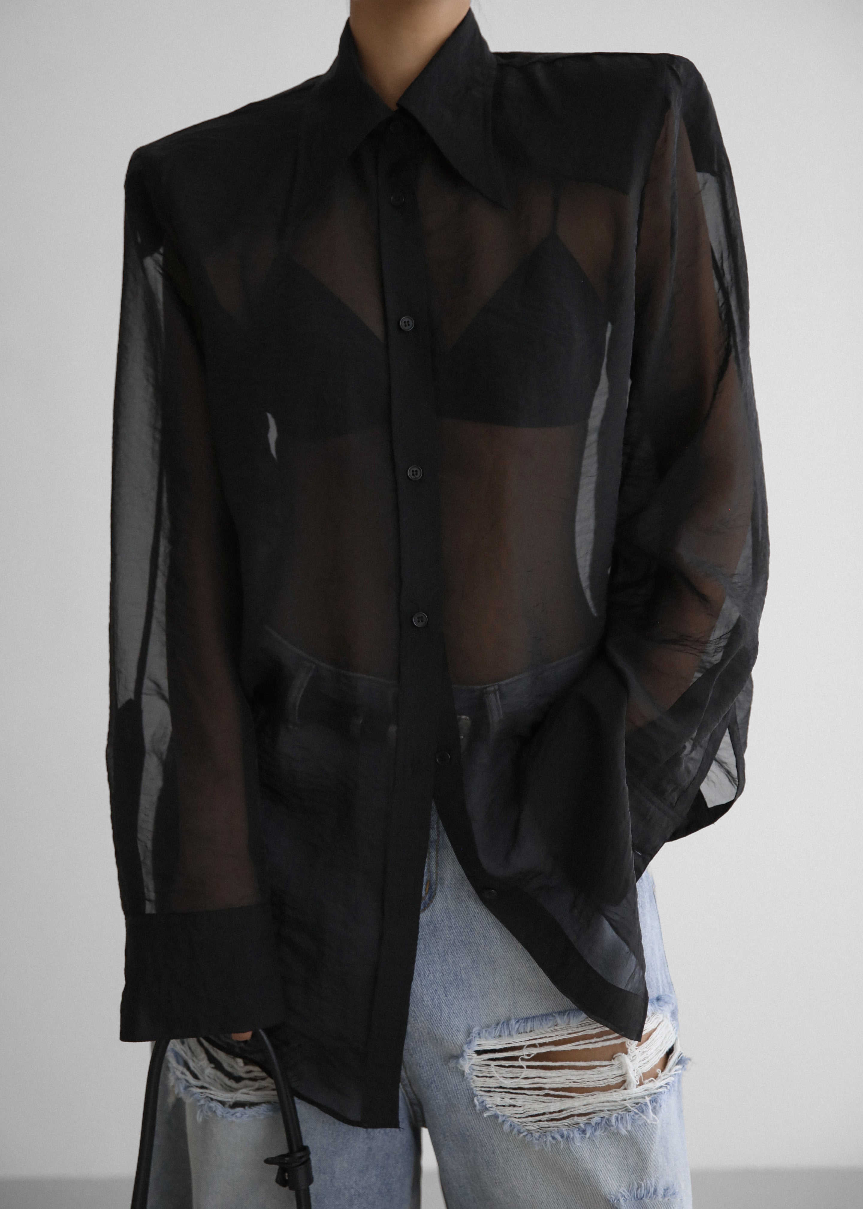 Jolene Semi Sheer Shirt Black