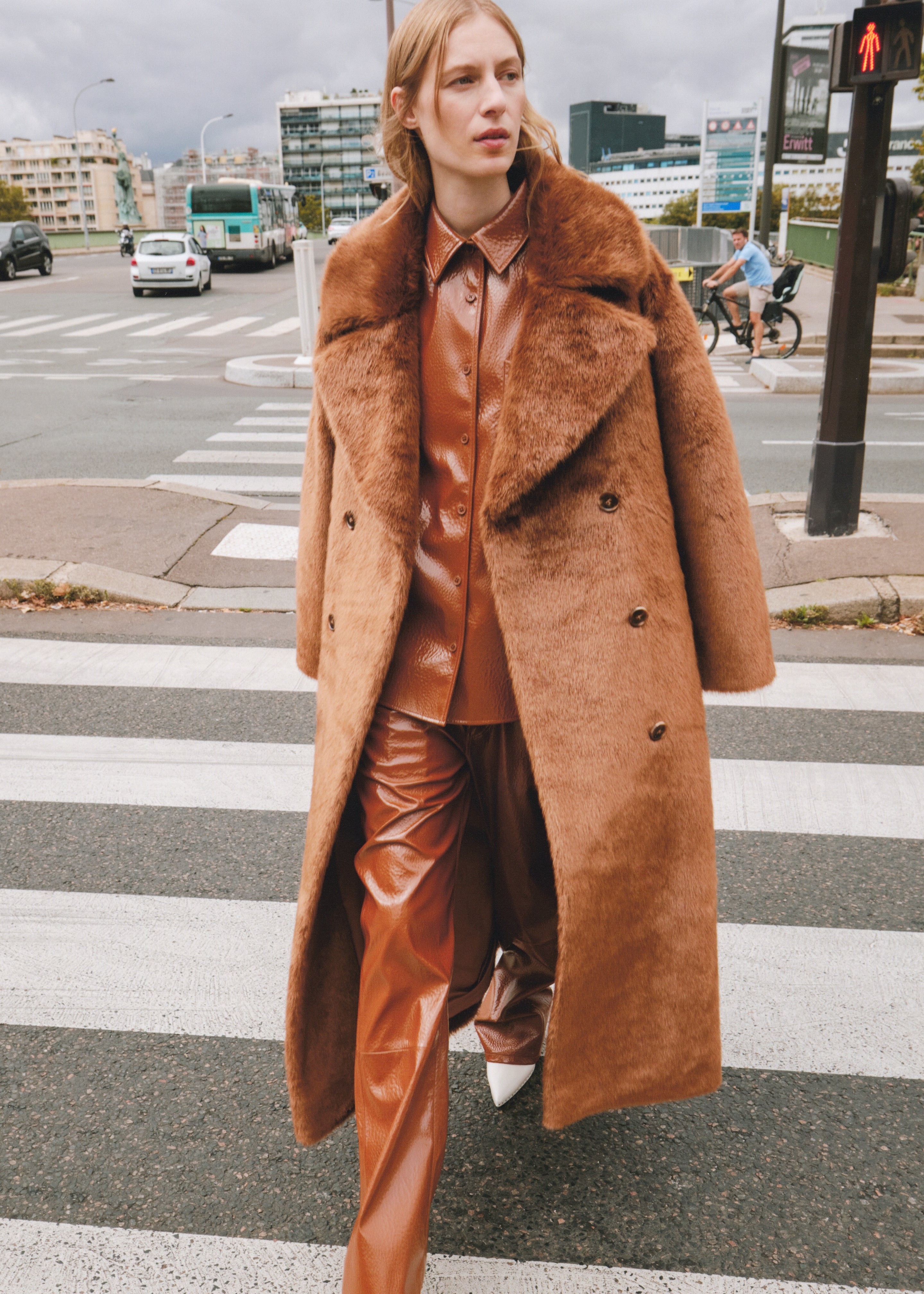 Joni Faux Fur Coat - Dark Camel - 10