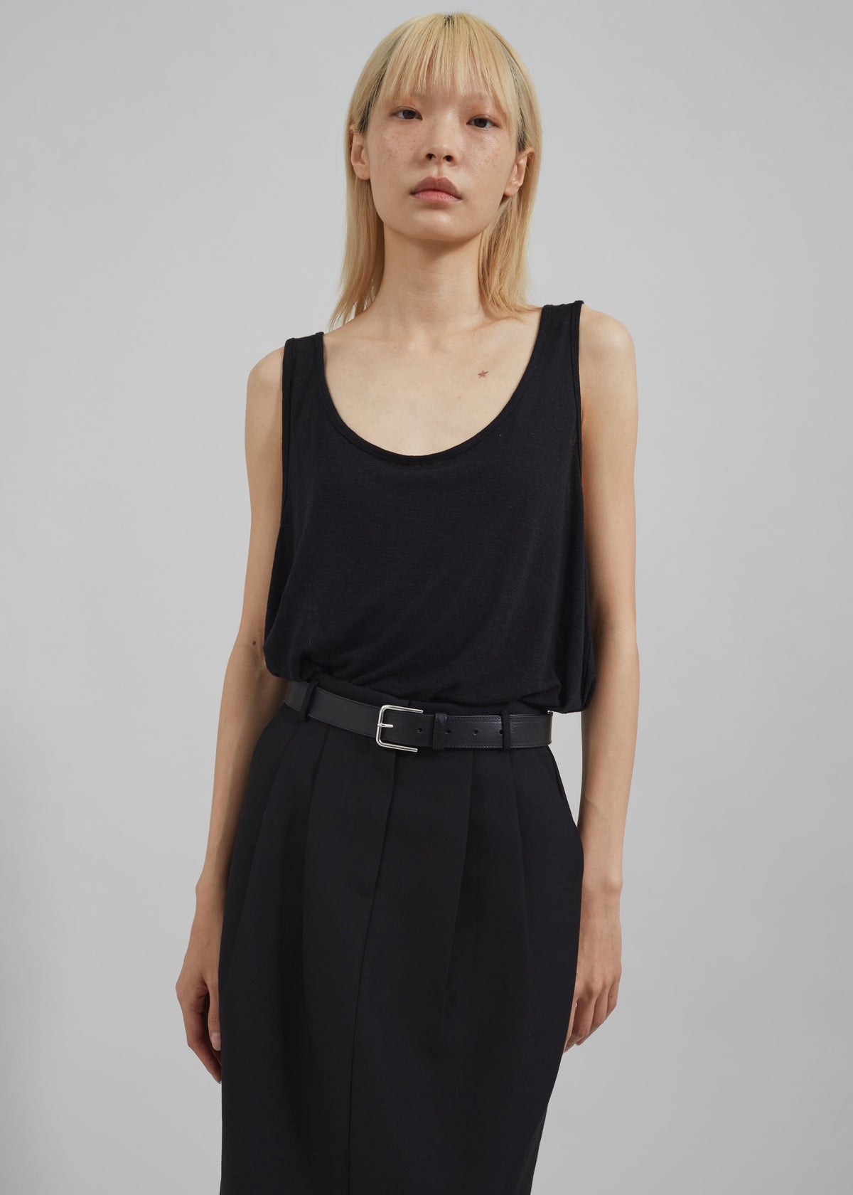 Josie Scoop Neck Tank Top - Black - 5