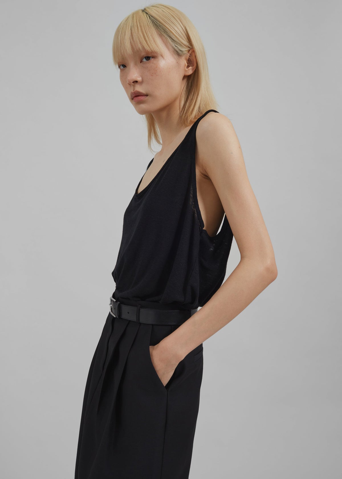 Josie Scoop Neck Tank Top - Black - 3