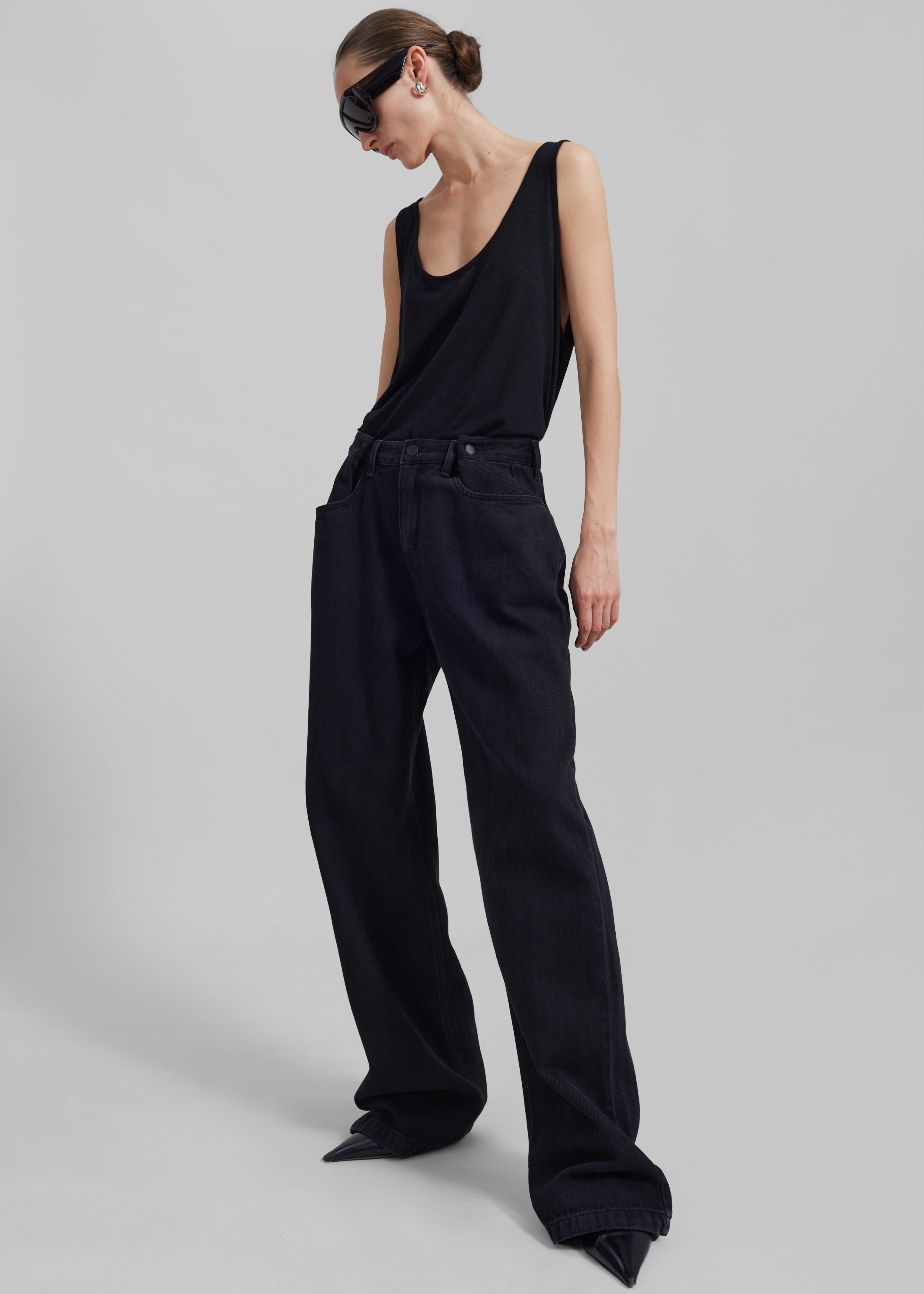 Josie Scoop Neck Tank Top - Black - 4
