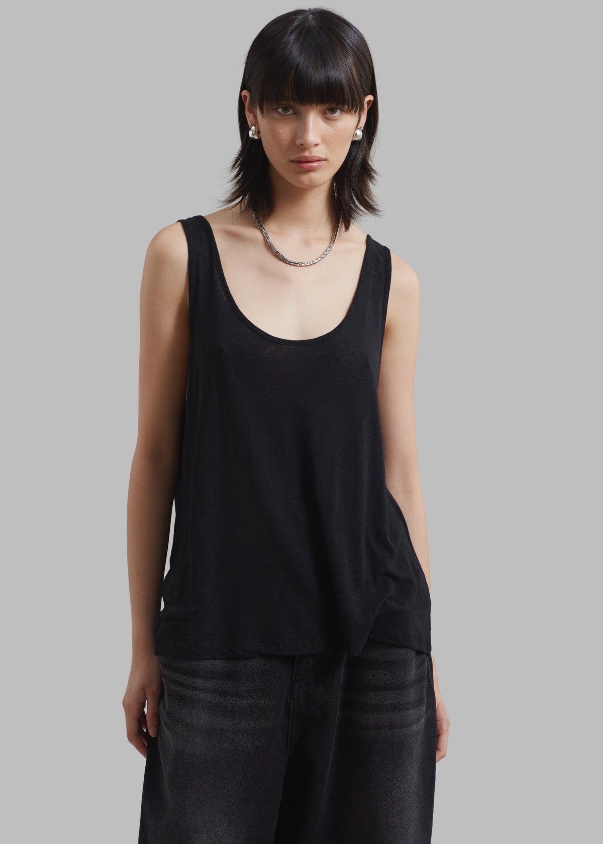 Josie Scoop Neck Tank Top - Black - 6