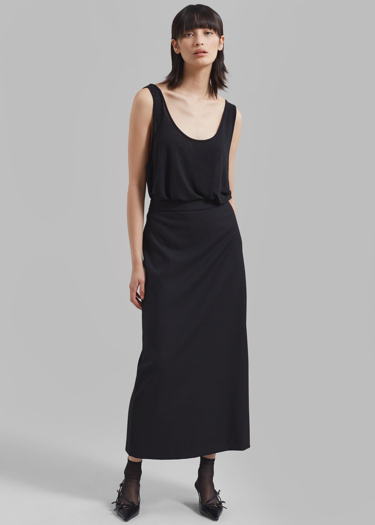 Josie Scoop Neck Tank Top - Black - 7