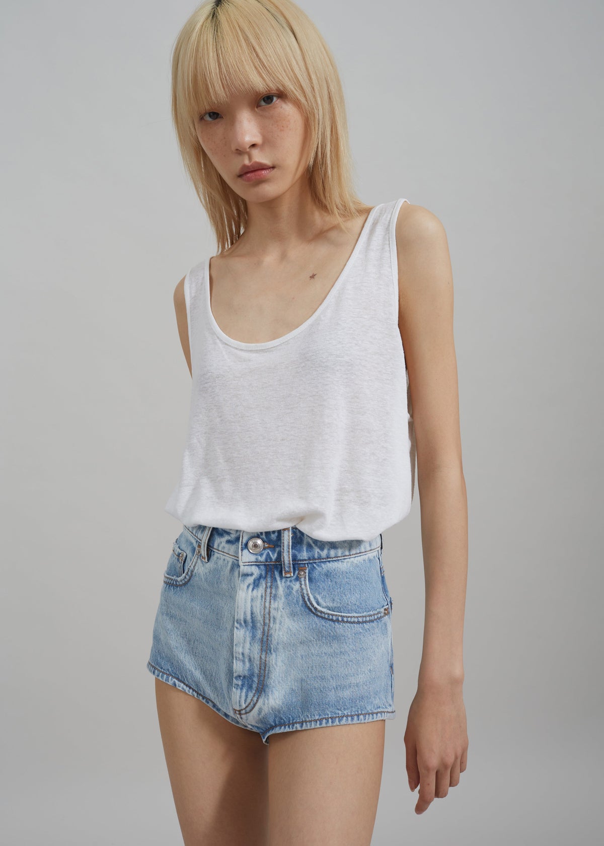 Josie Scoop Neck Tank Top - White - 4