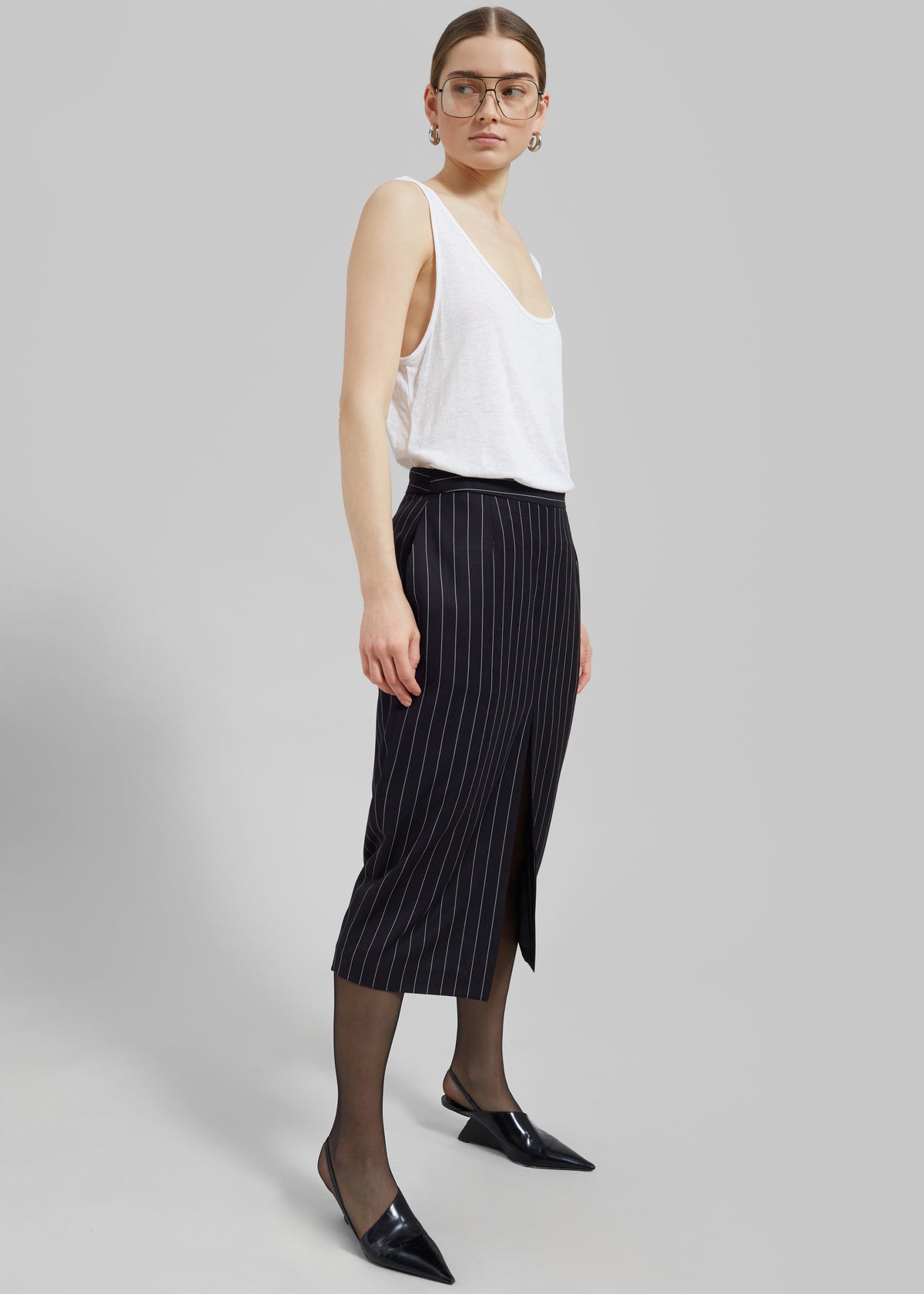 Josie Scoop Neck Tank Top - White - 7