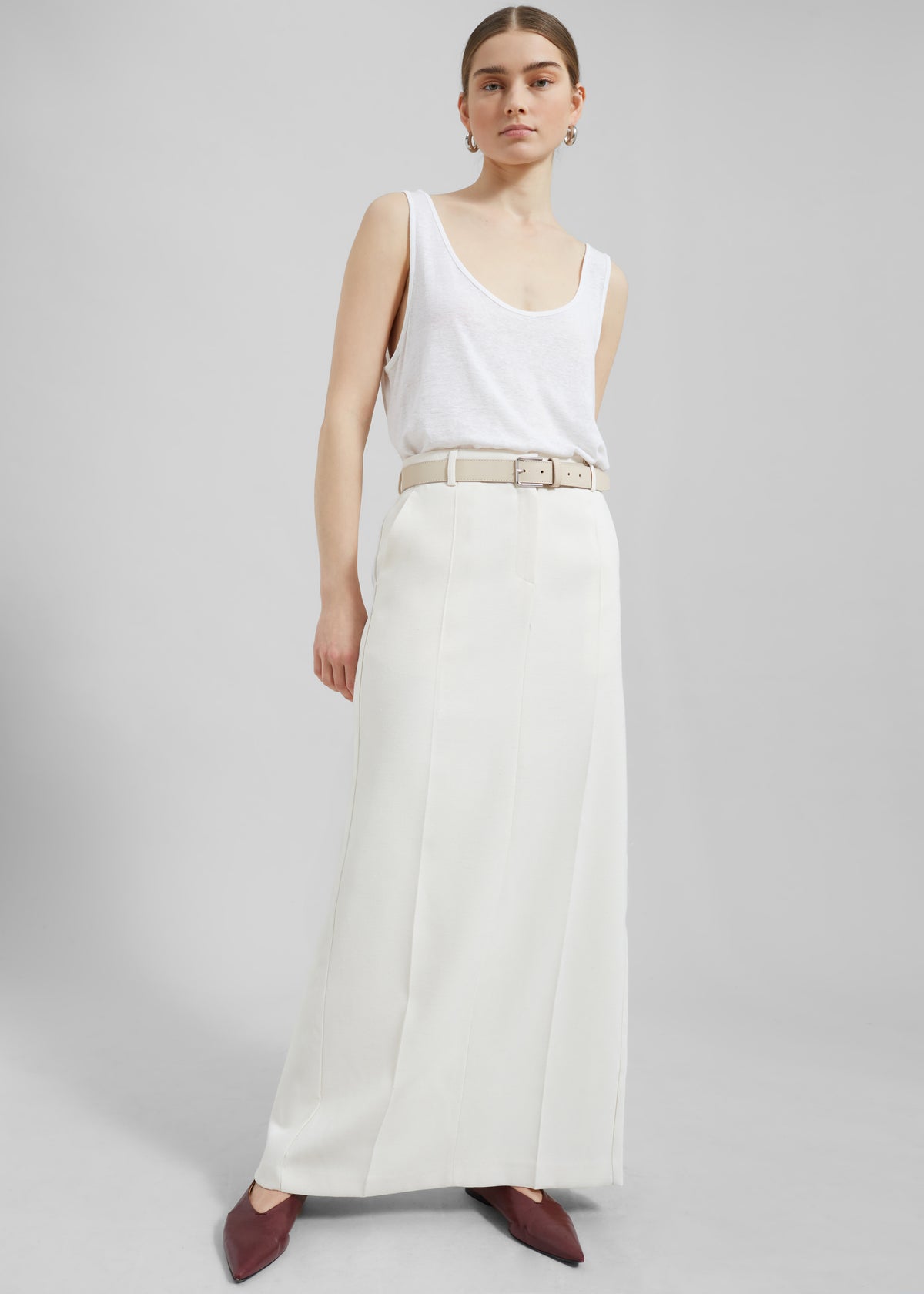 Josie Scoop Neck Tank Top - White - 6