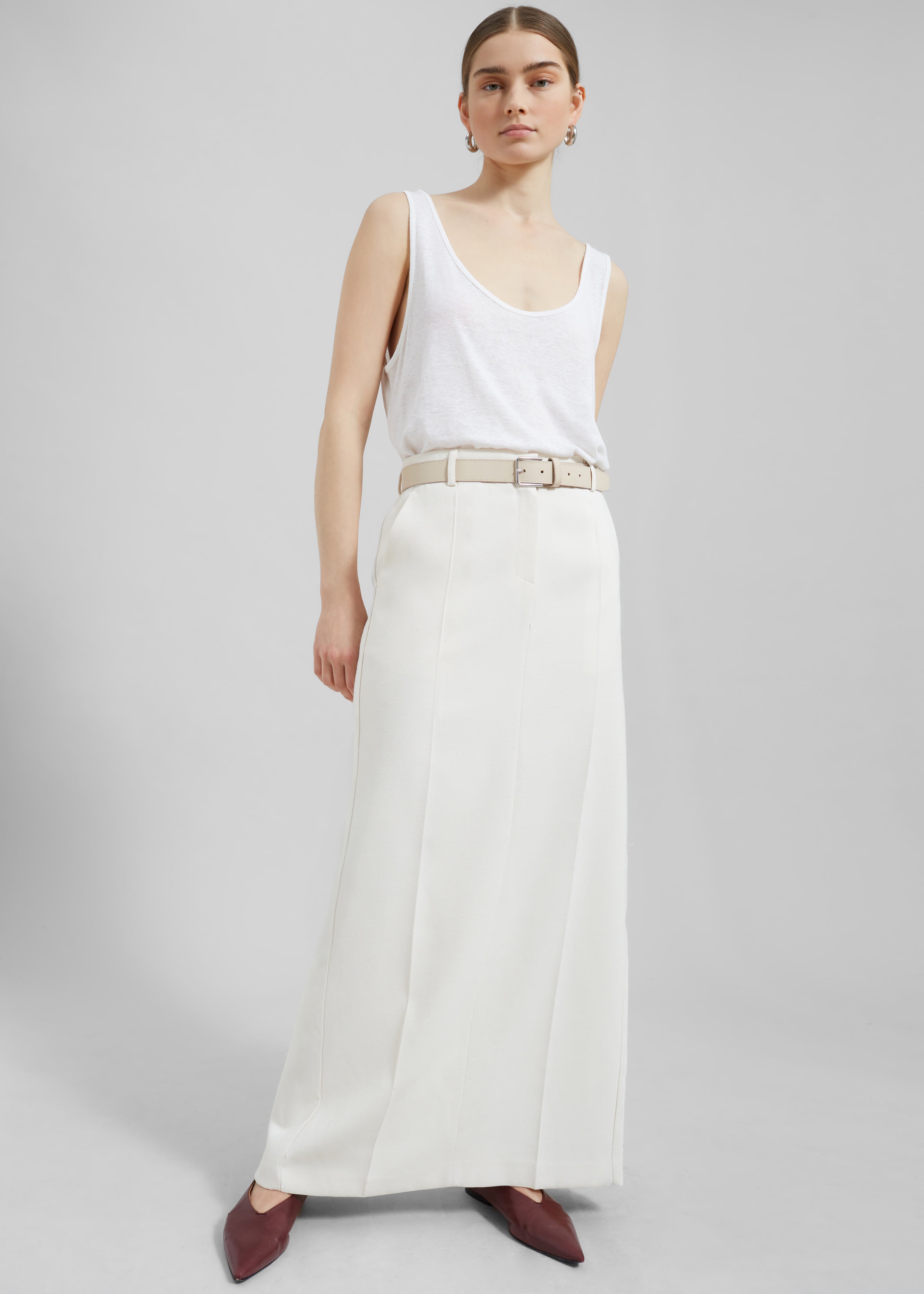 Josie Scoop Neck Tank Top - White - 6