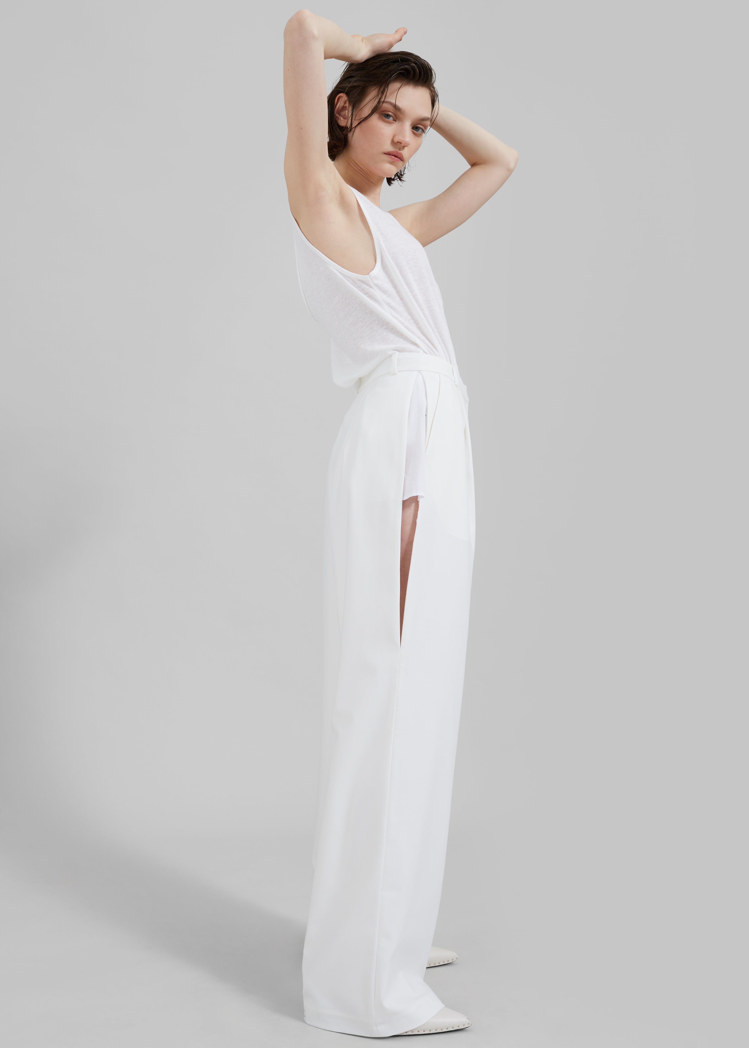 Josie Scoop Neck Tank Top - White - 9