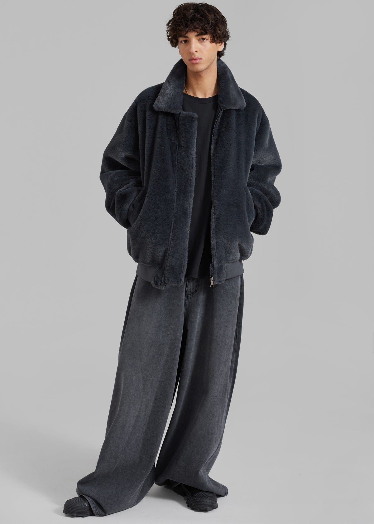 Justin Faux Fur Bomber - Storm - 2