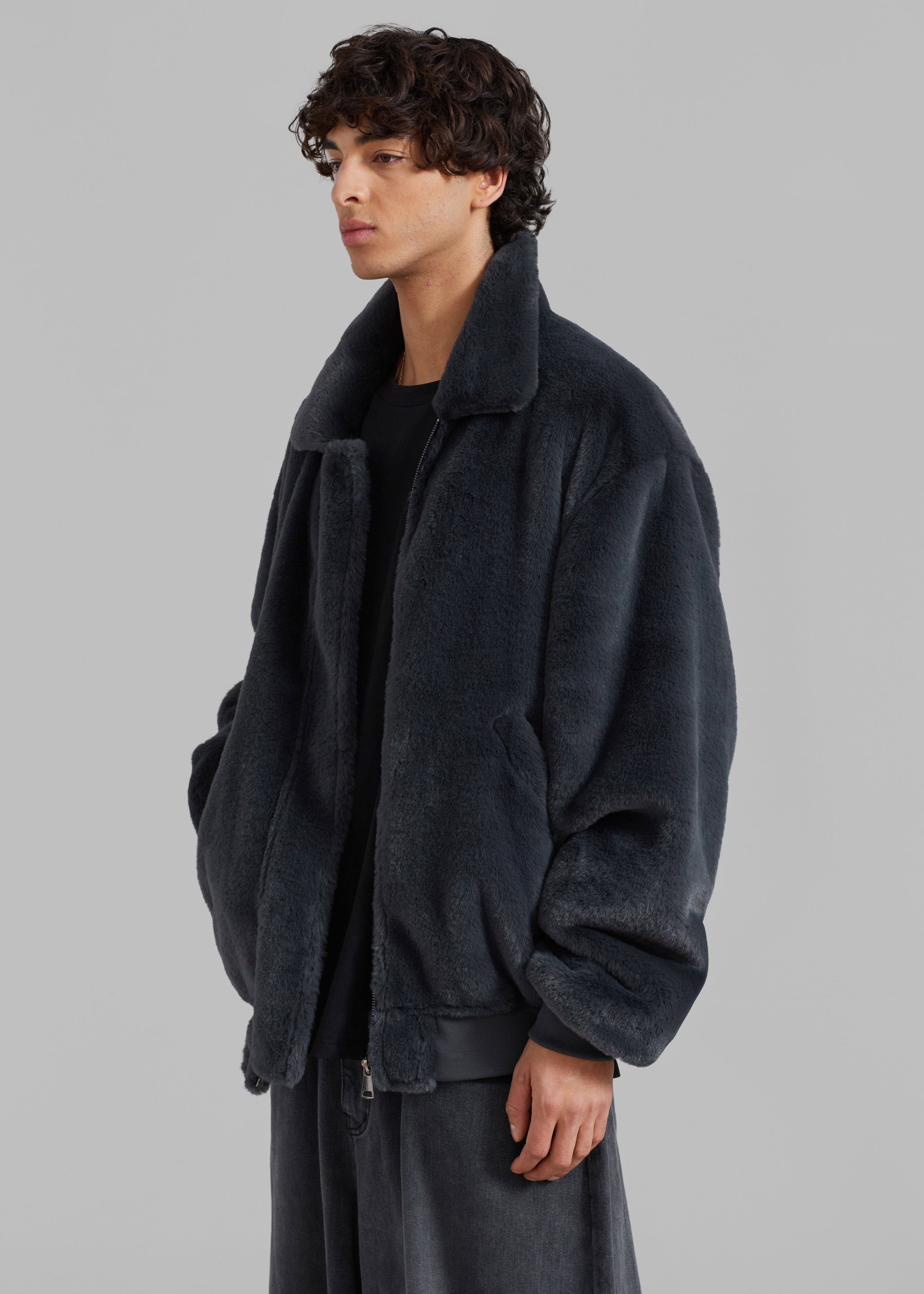 Justin Faux Fur Bomber - Storm - 3